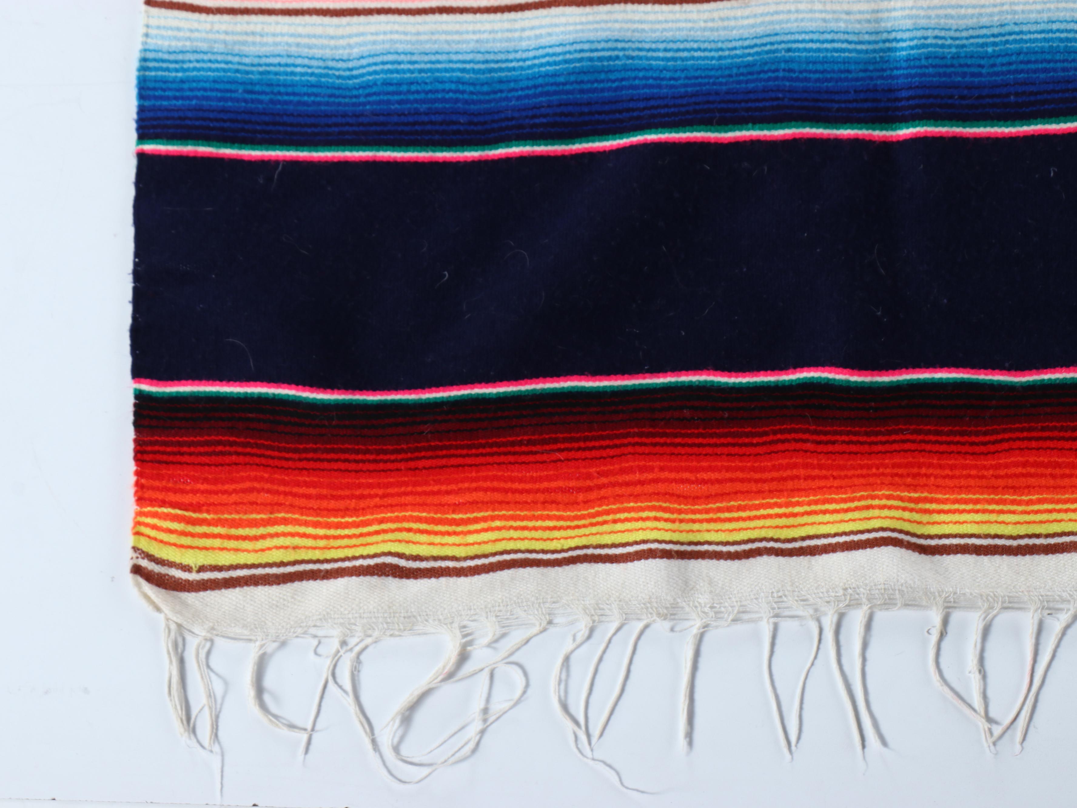 Mexican Saltillo Serape with Hand-Crocheted Granny Square Afghan