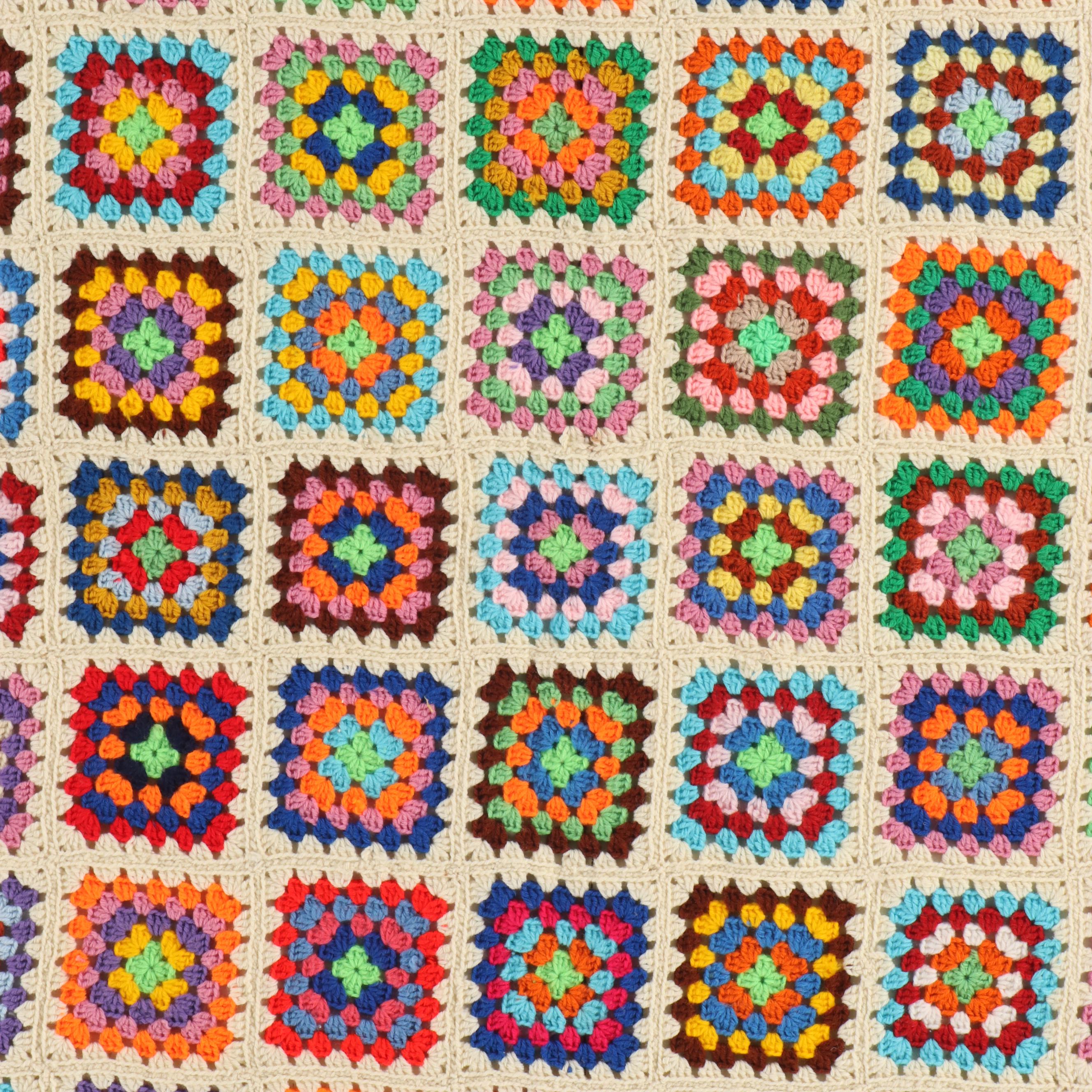 Mexican Saltillo Serape with Hand-Crocheted Granny Square Afghan