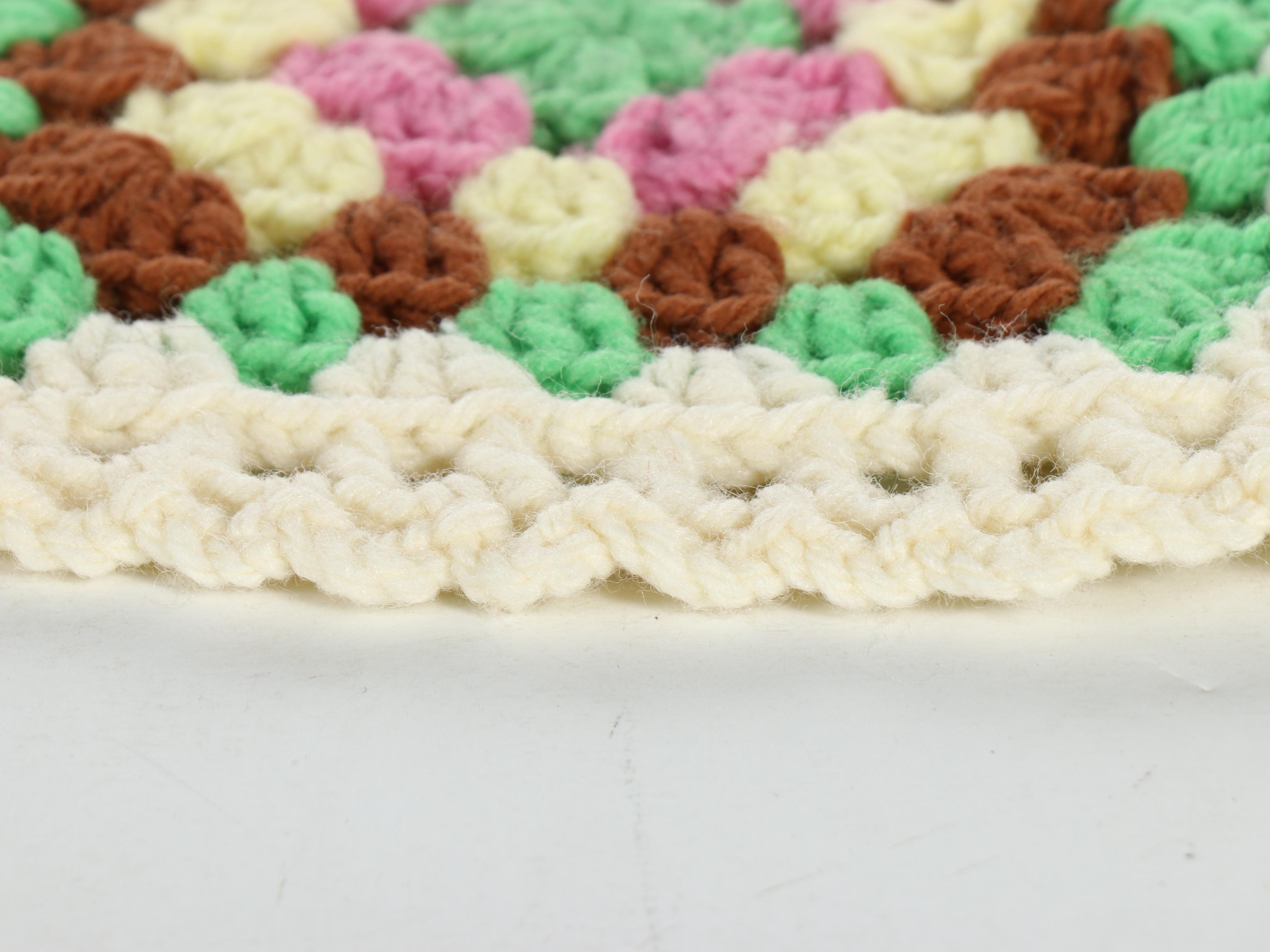 Mexican Saltillo Serape with Hand-Crocheted Granny Square Afghan