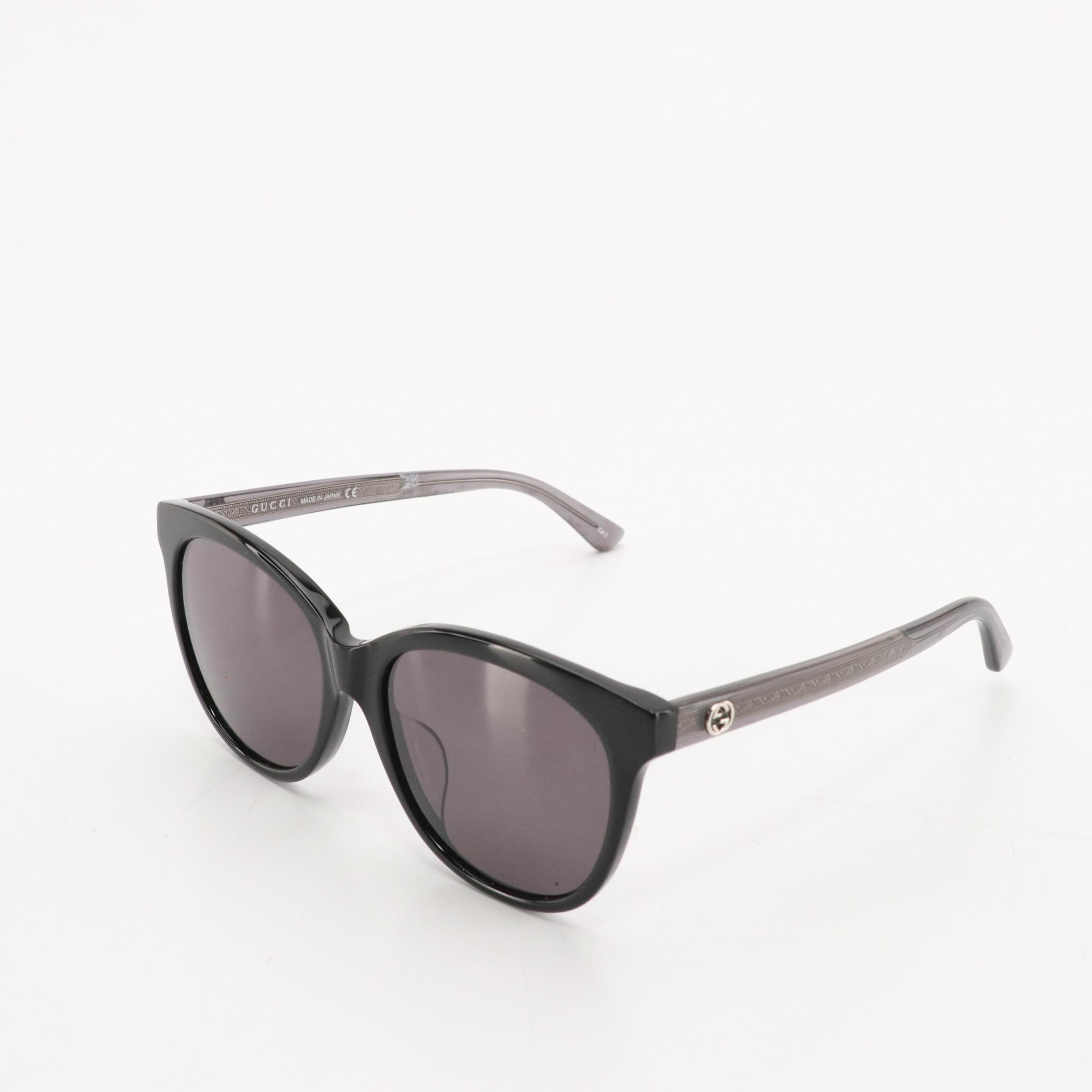 Gucci GG0081SK Black Round Cat Eye Framed Sunglasses