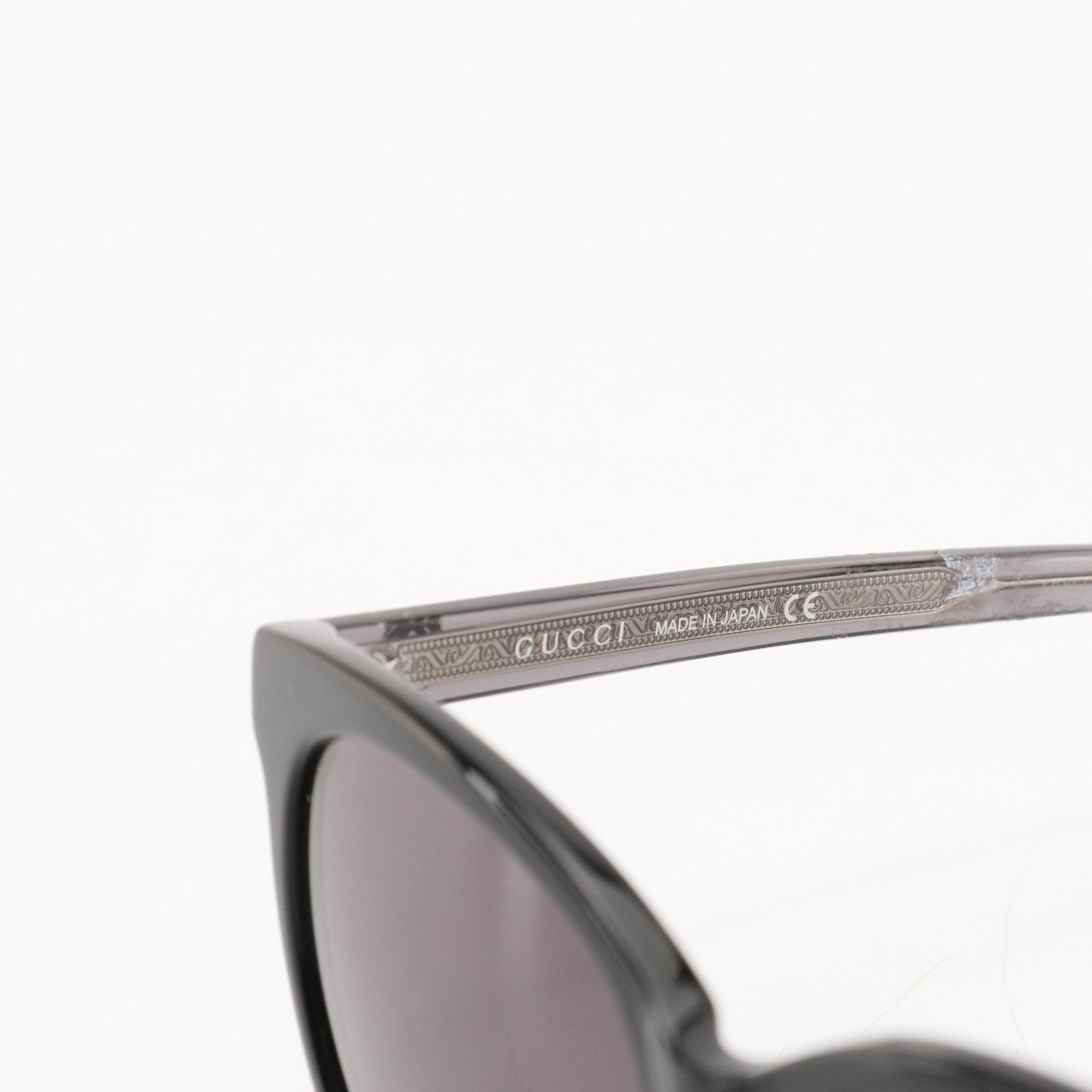 Gucci GG0081SK Black Round Cat Eye Framed Sunglasses