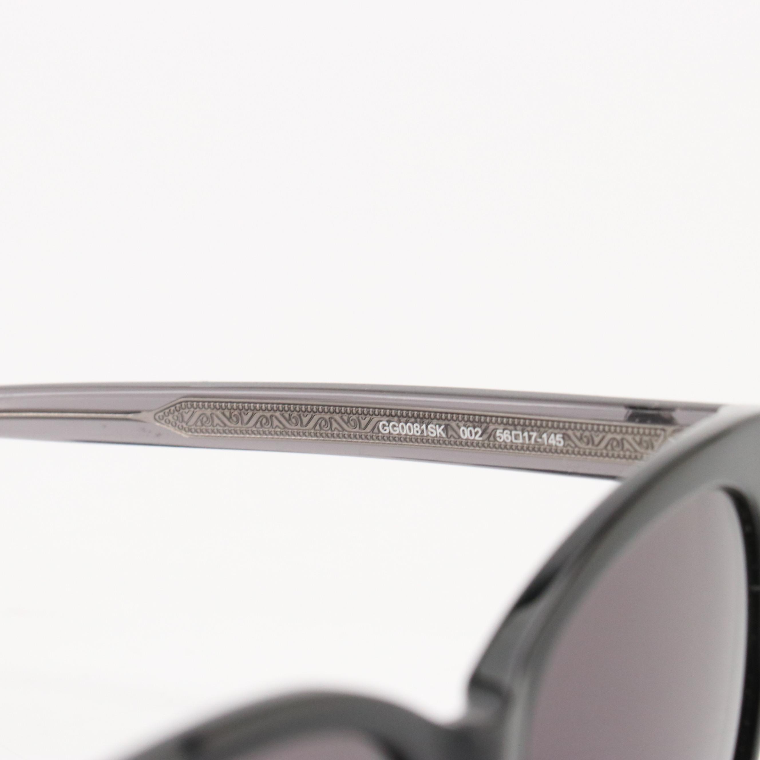 Gucci GG0081SK Black Round Cat Eye Framed Sunglasses