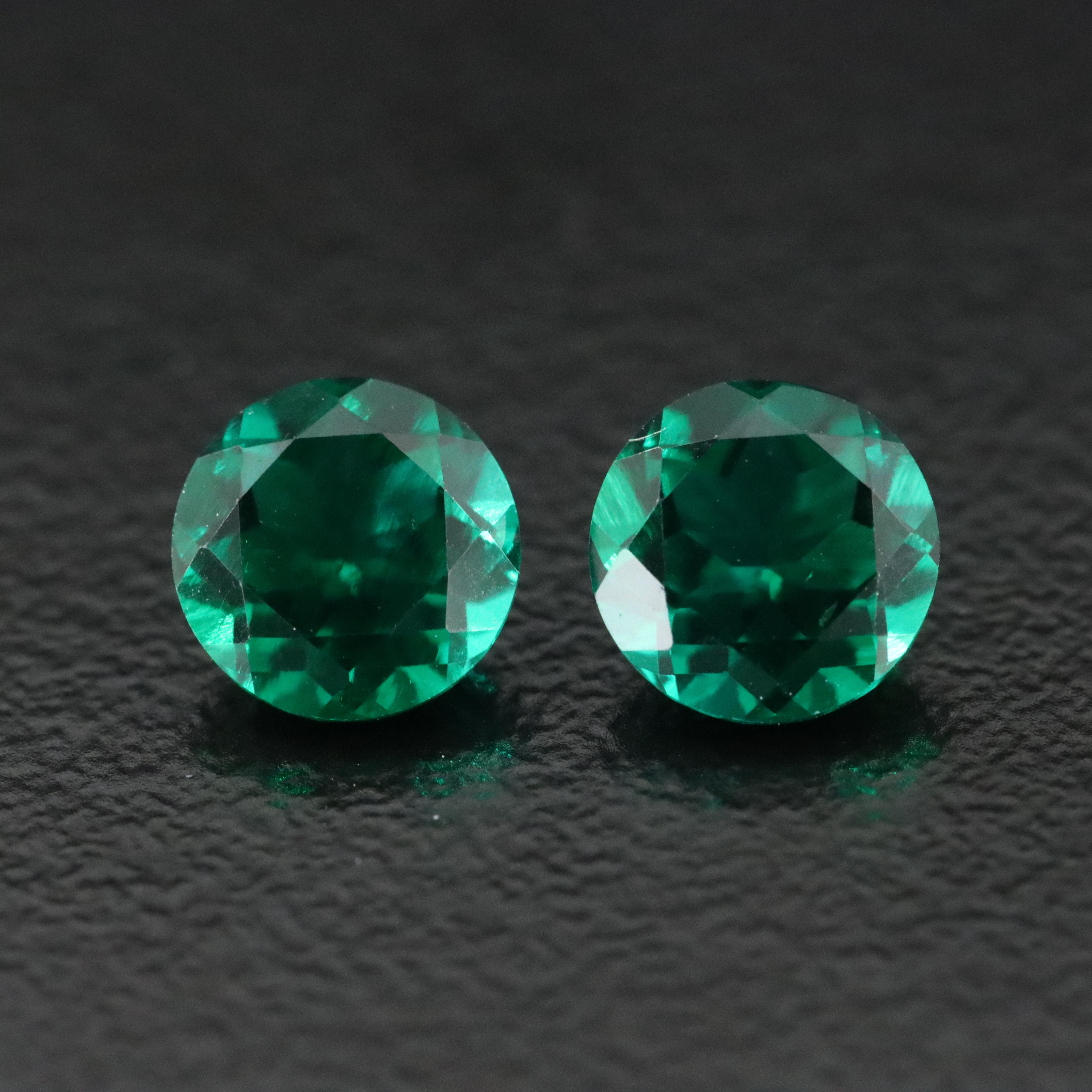 Loose 1.51 CTW Matched Pair of Lab Grown Emeralds
