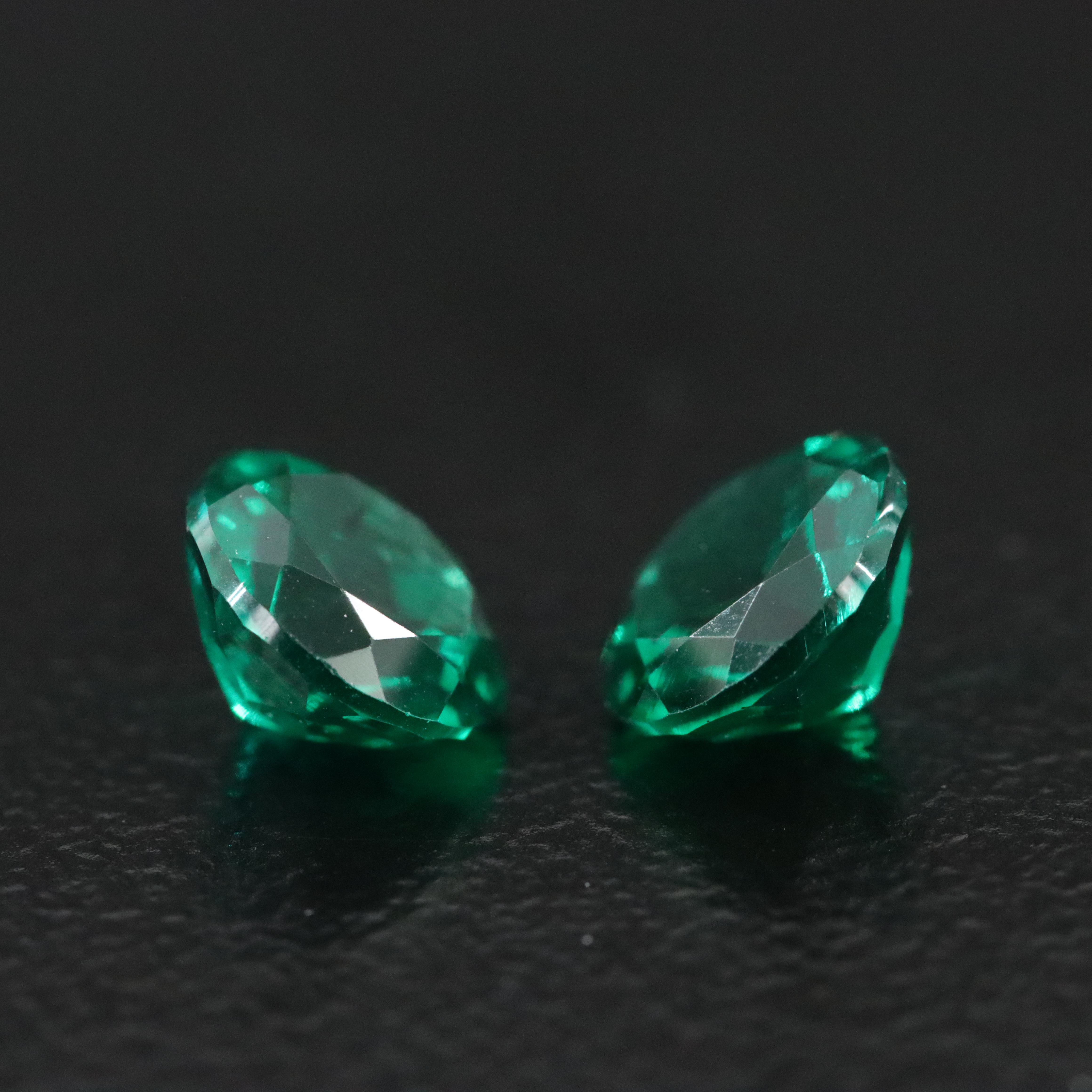 Loose 1.51 CTW Matched Pair of Lab Grown Emeralds