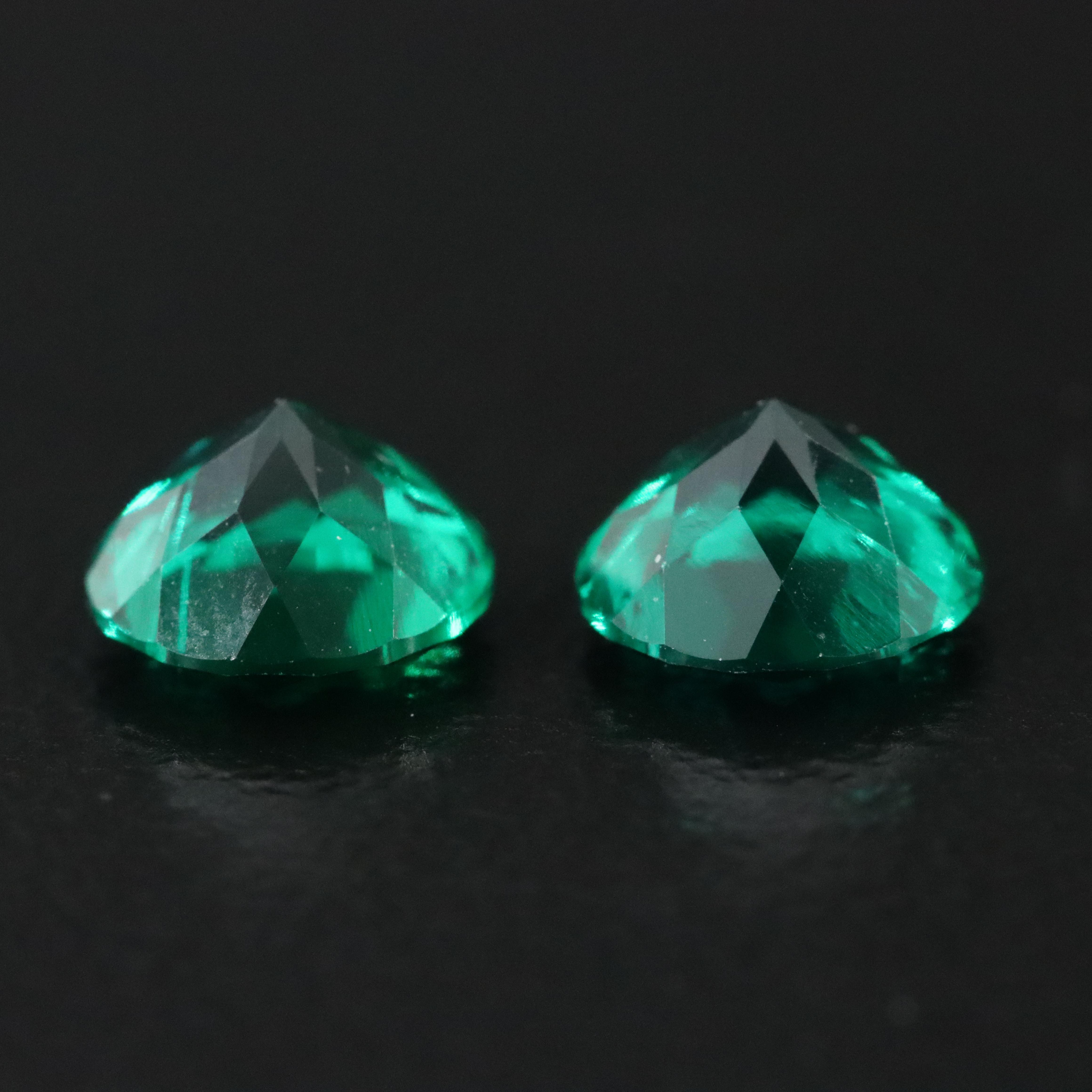Loose 1.51 CTW Matched Pair of Lab Grown Emeralds