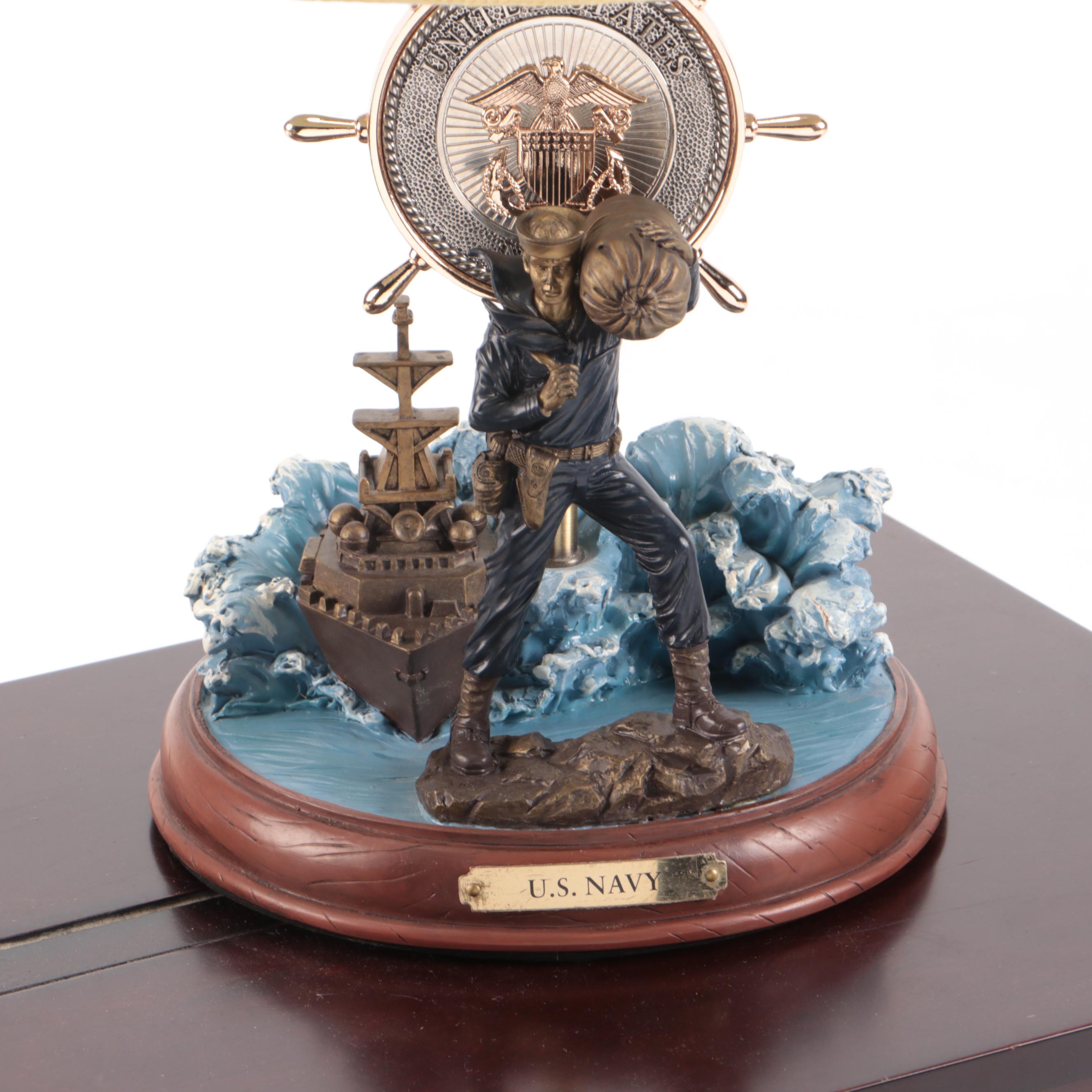 "The Beacon of Freedom" Navy Table Lamp and Wooden Flag Presentation Box