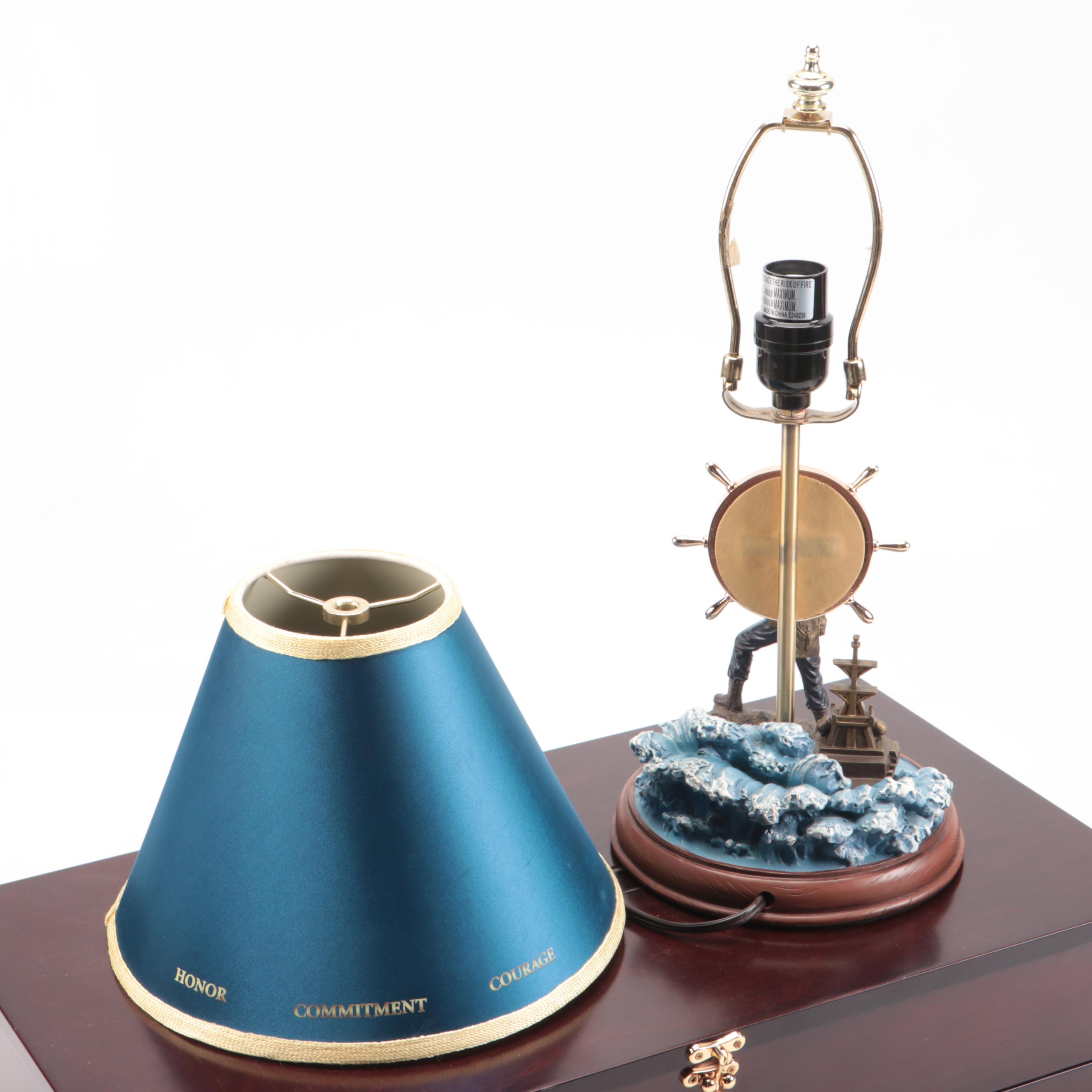 "The Beacon of Freedom" Navy Table Lamp and Wooden Flag Presentation Box