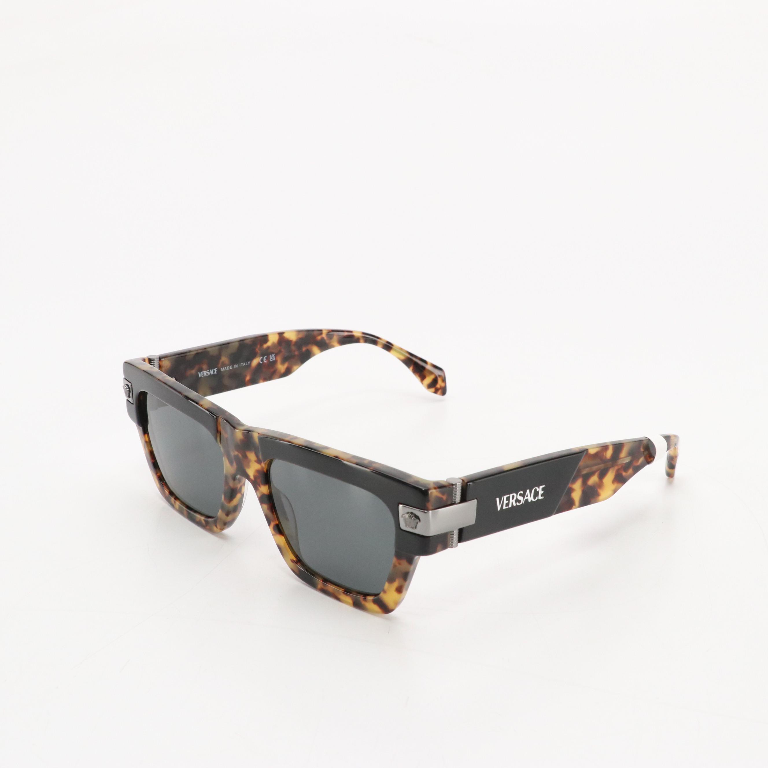 Versace Mod.4464 5456/87 Black & Brown Havana Rectangular Sunglasses, With Tag