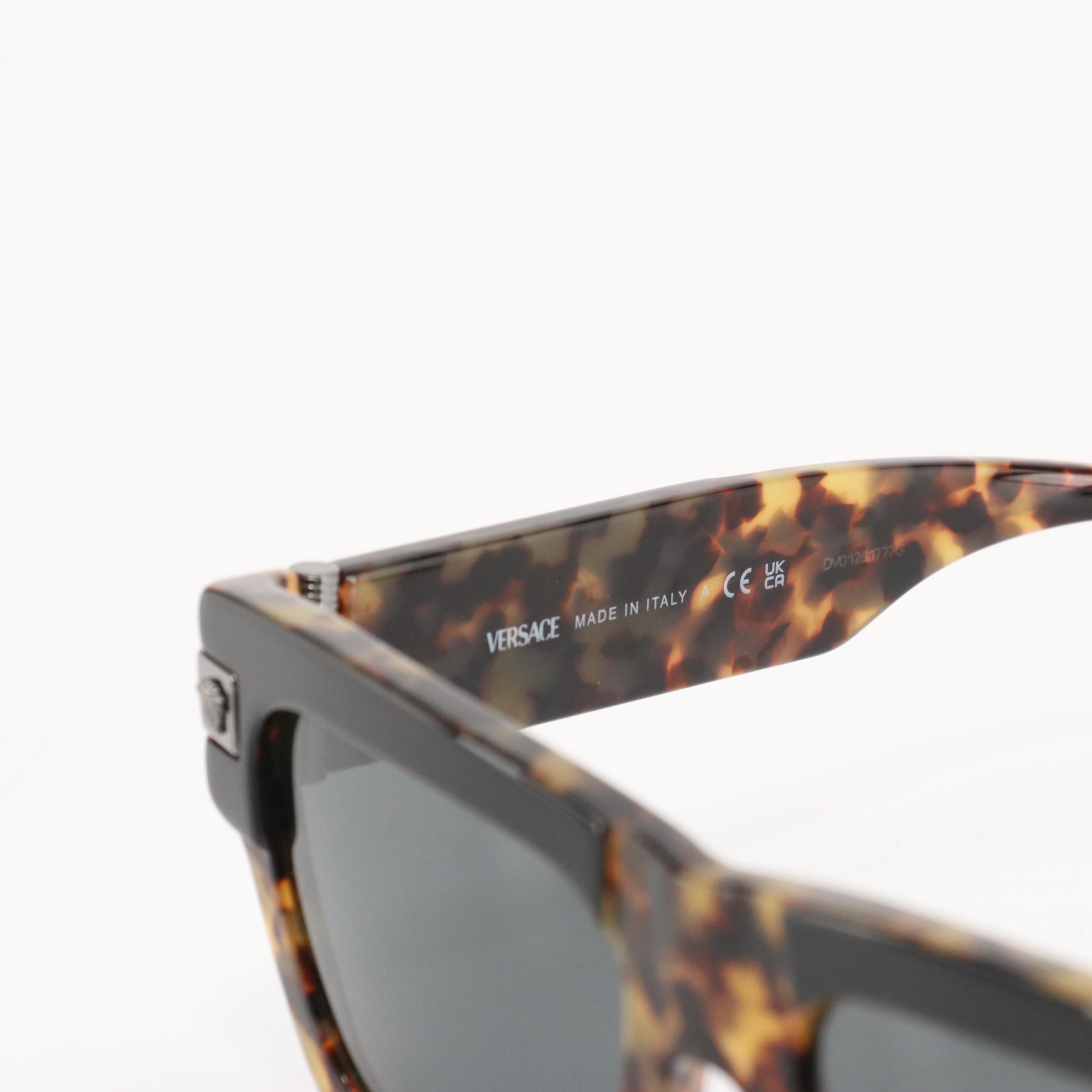 Versace Mod.4464 5456/87 Black & Brown Havana Rectangular Sunglasses, With Tag