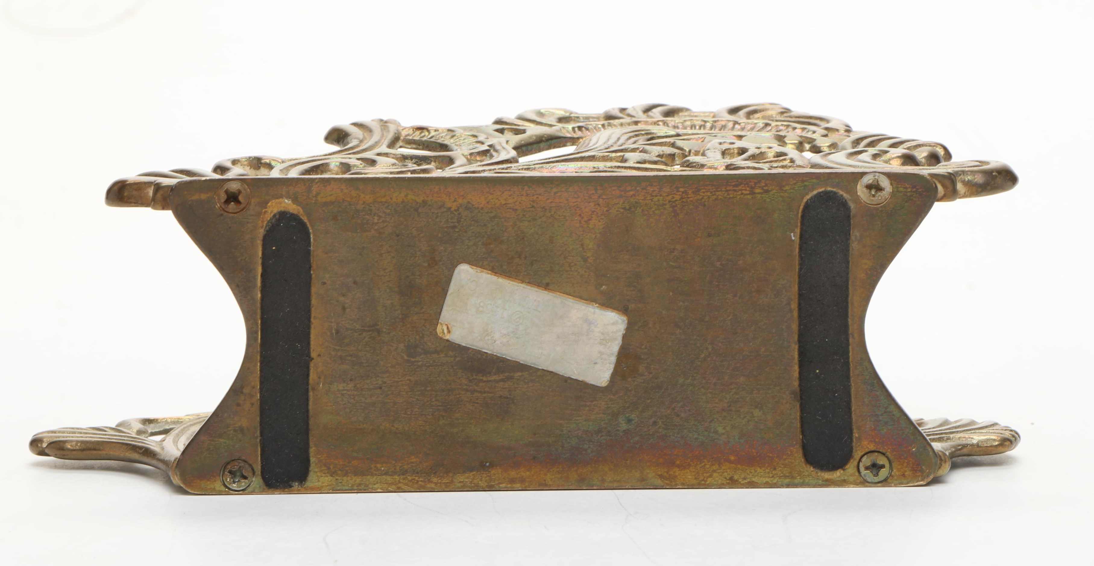 Vintage Leaf Shaped Bookends with Other Brass Letter Holder and Other Decor