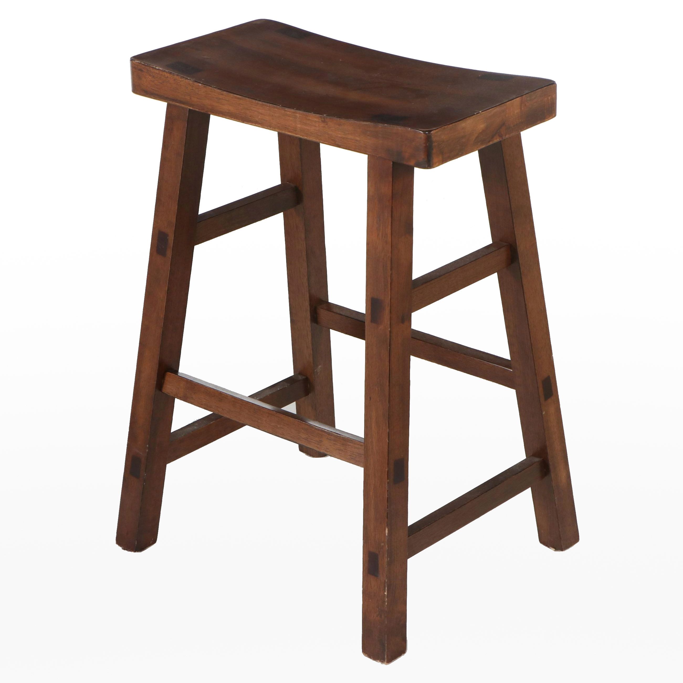 American Primitive Style Walnut Finish Stool