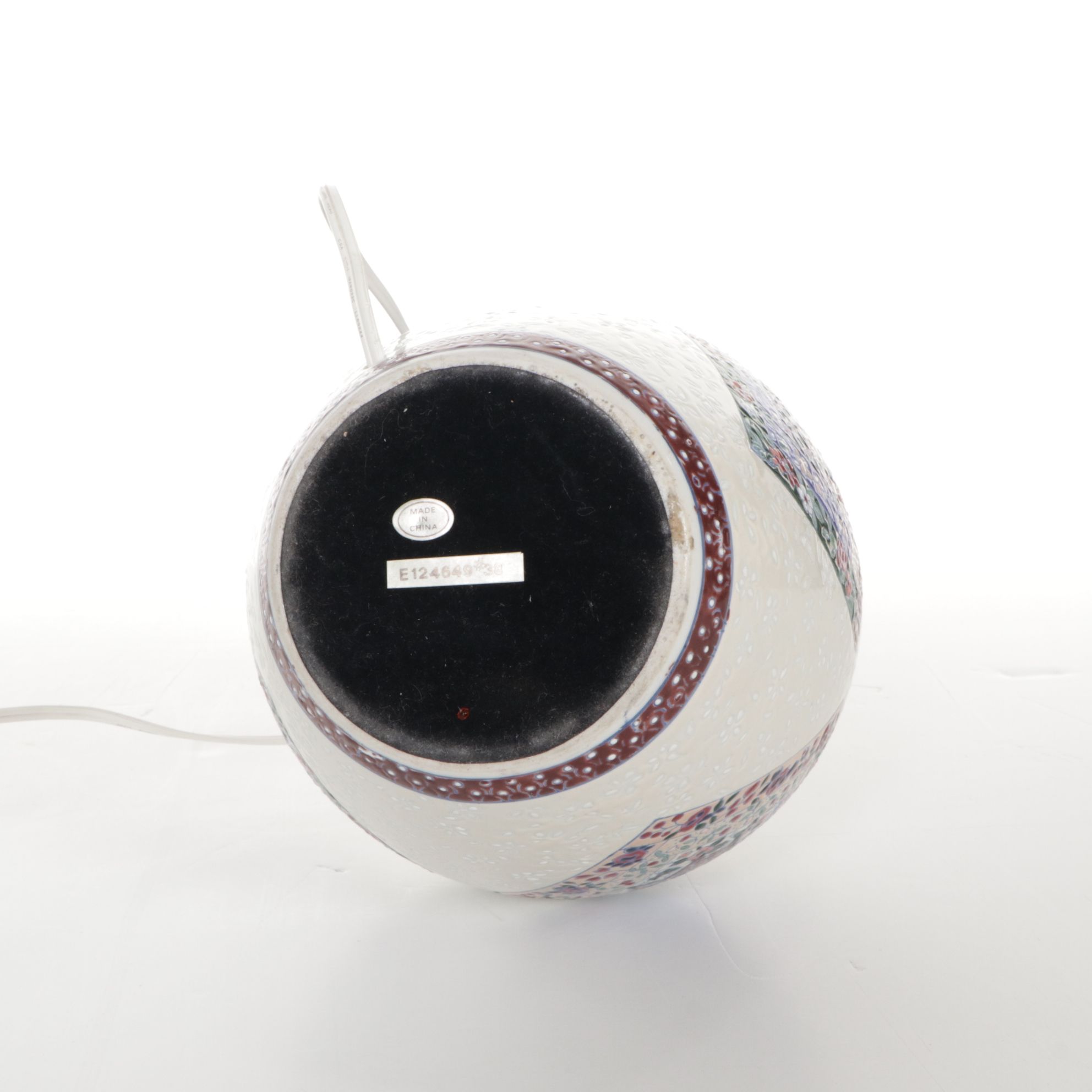 Vase-Shaped Ceramic Table Lamp with Quilted Floral Decoration, 21st Century