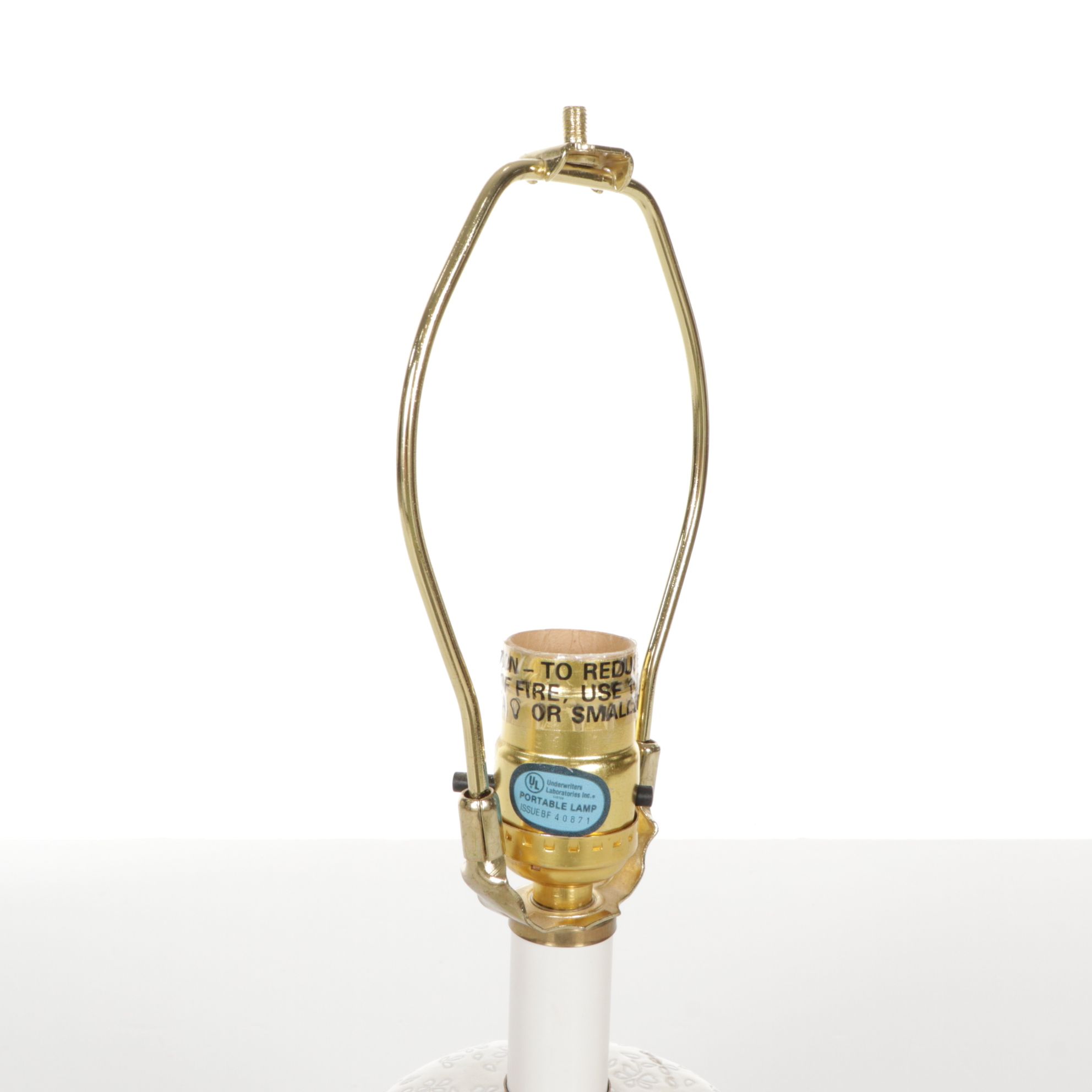 Vase-Shaped Ceramic Table Lamp with Quilted Floral Decoration, 21st Century