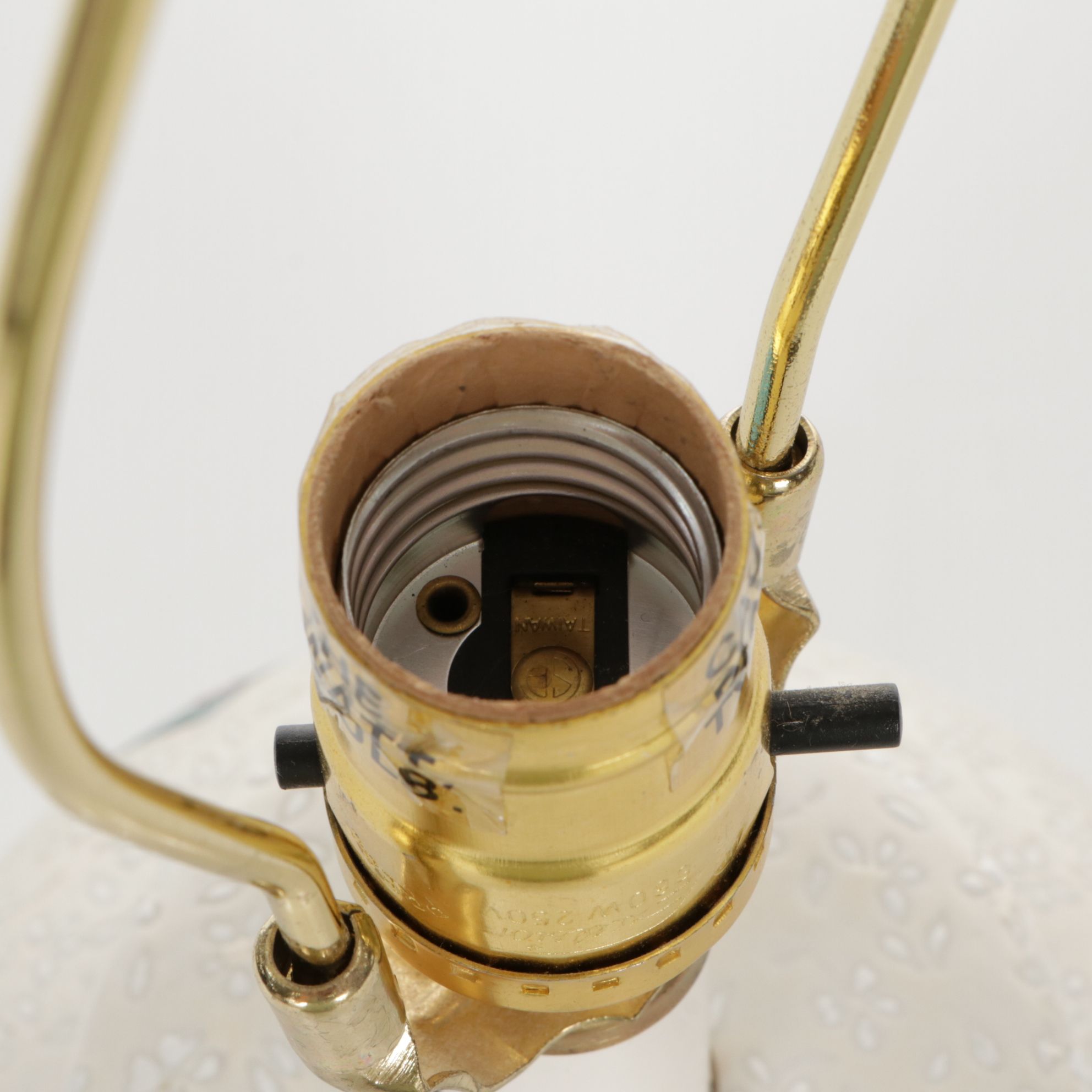 Vase-Shaped Ceramic Table Lamp with Quilted Floral Decoration, 21st Century