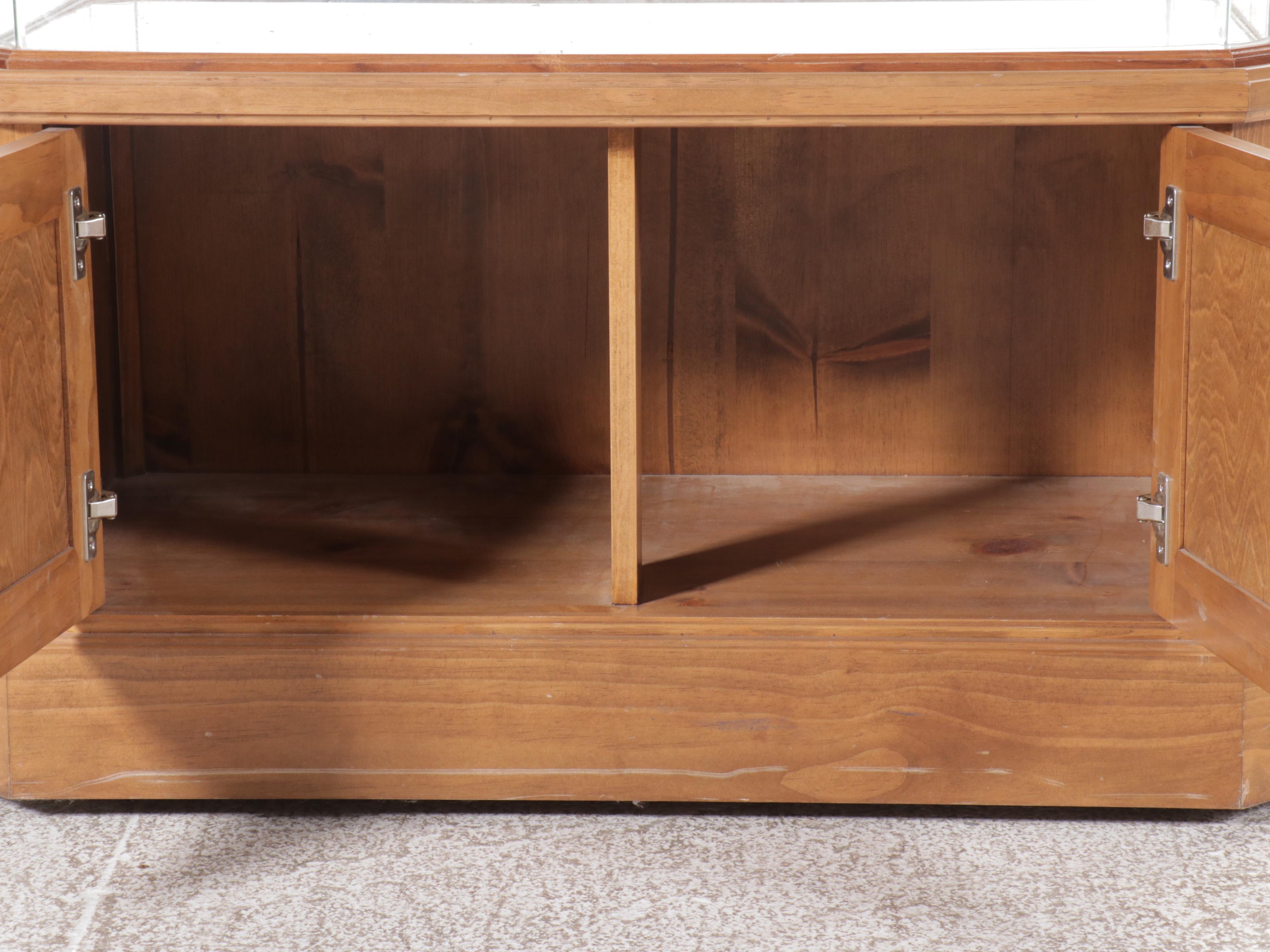 Museum Style Walk-Around Display Cabinet with Oak Storage Base