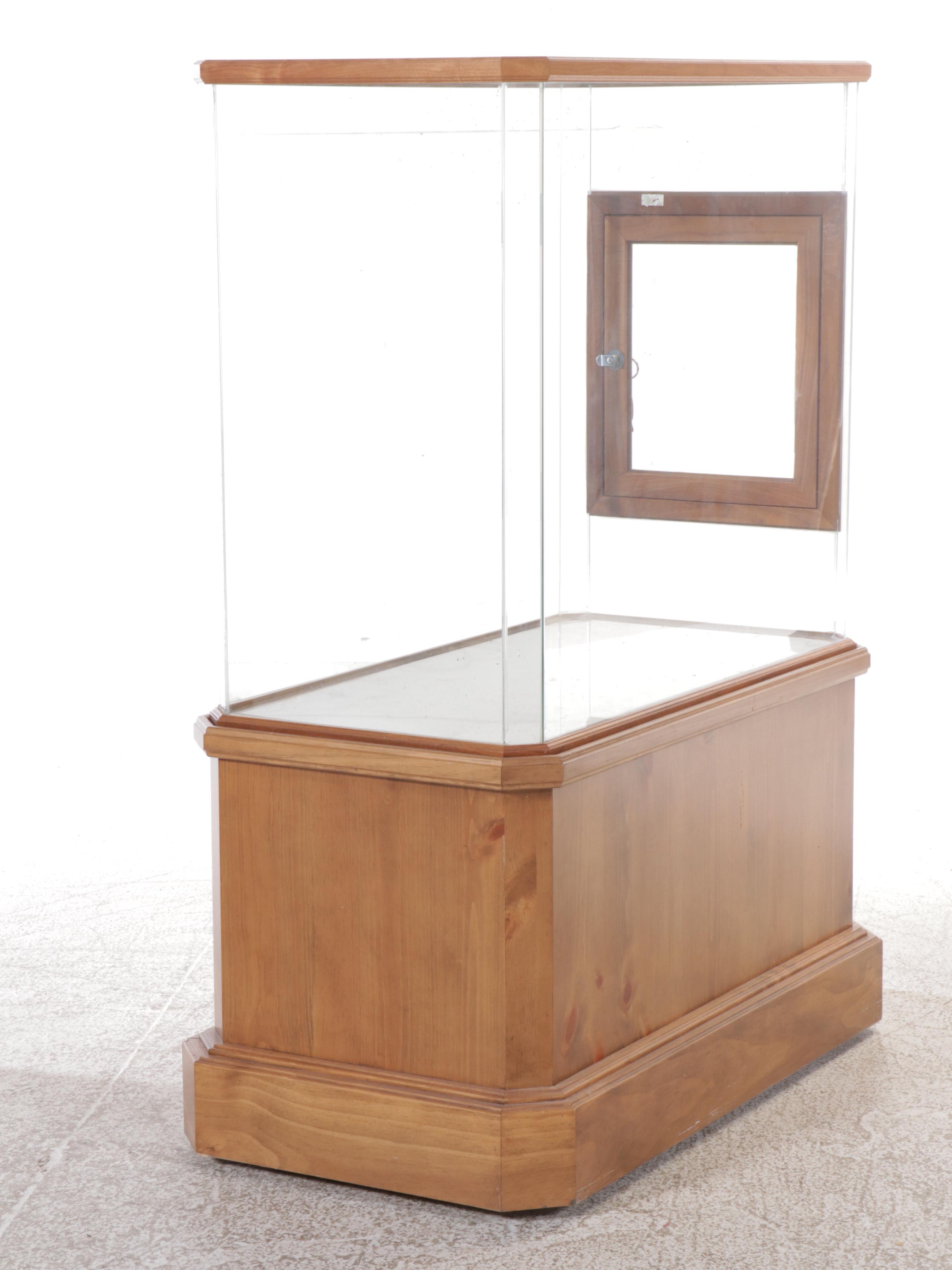Museum Style Walk-Around Display Cabinet with Oak Storage Base