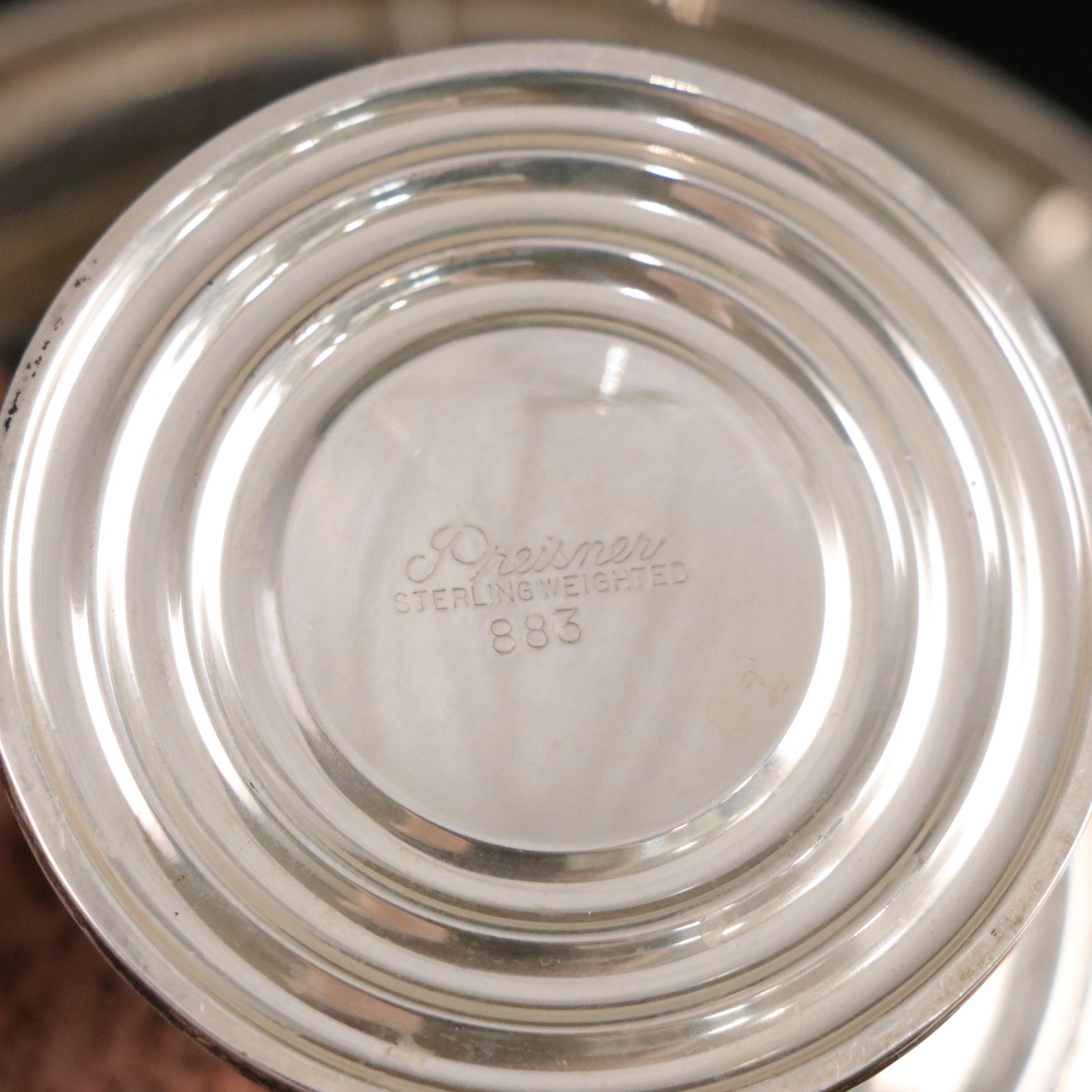 Sterling Silver Casters, Candle Holders & Decorative Bowl