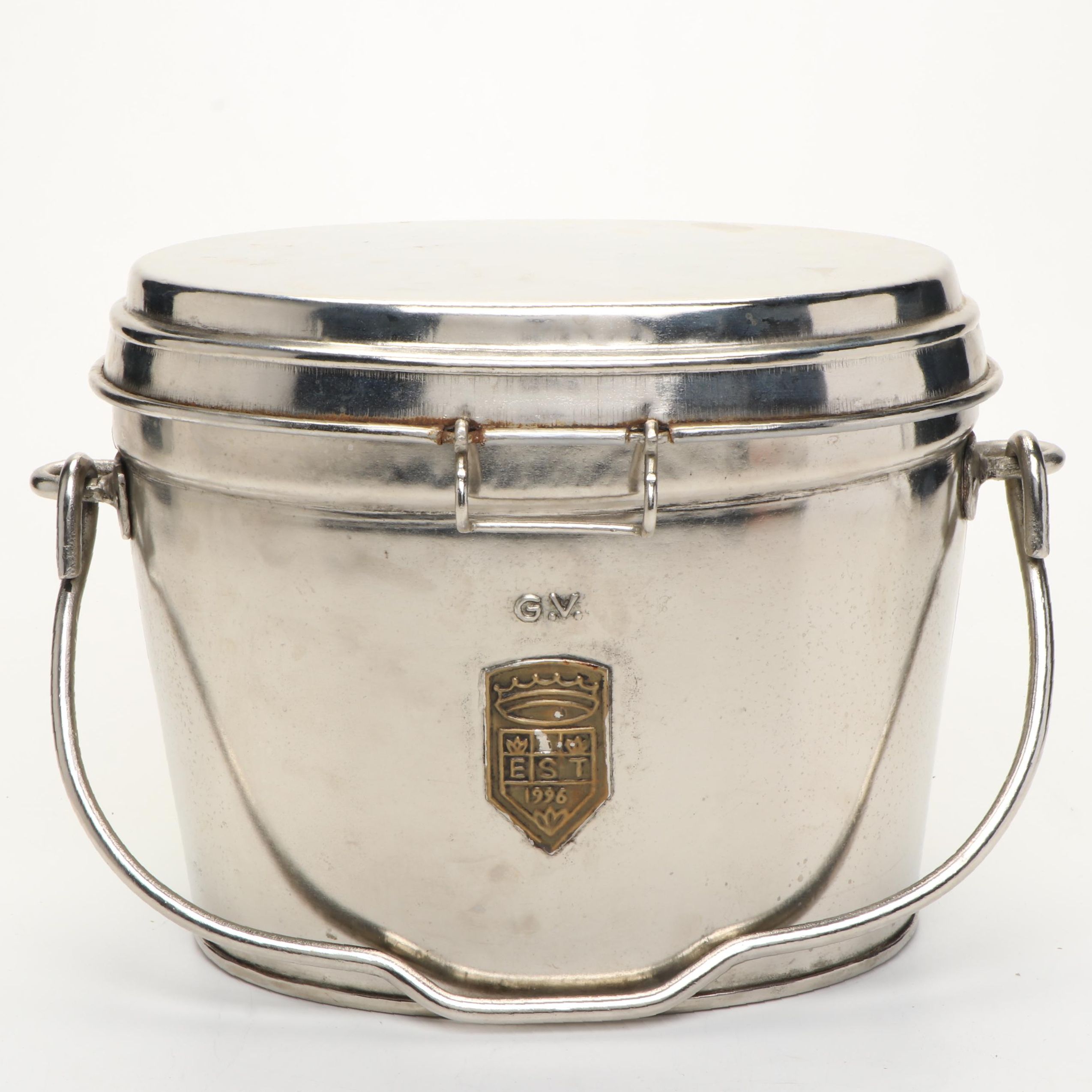 Mid Century Modern Style Metal Ice Bucket with Lid, Mid to Late 20th Century