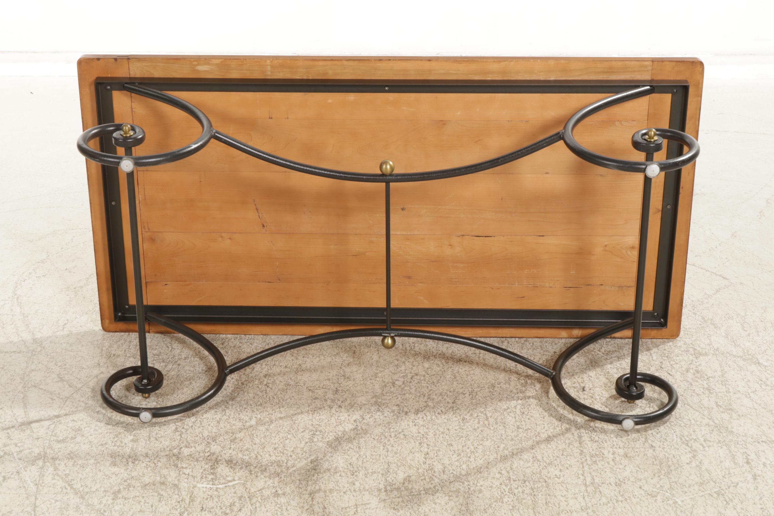 Rustic Wrought Iron and Walnut Coffee Table