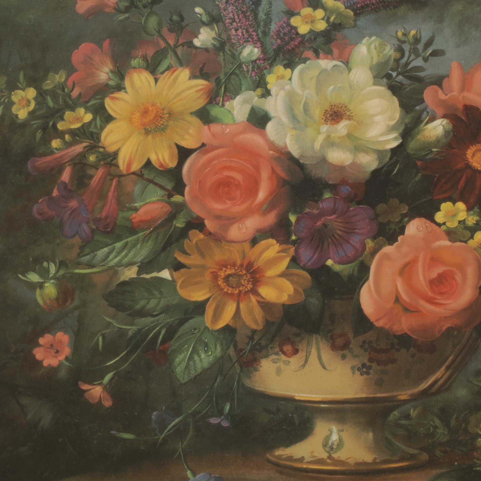Offset Lithograph Floral Still Life After Albert Williams, Late 20th Century