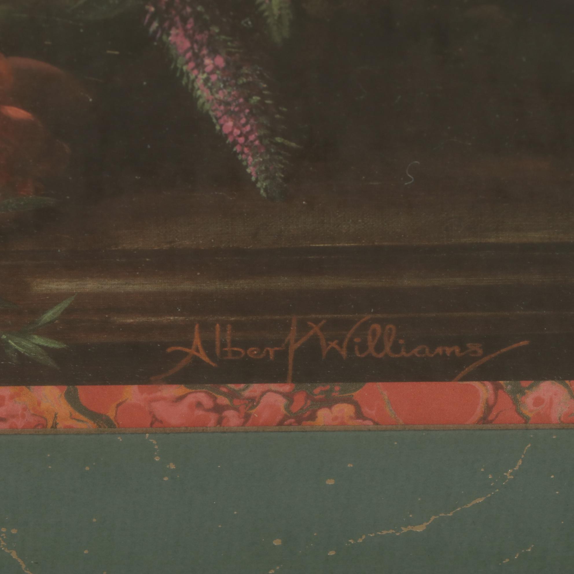 Offset Lithograph Floral Still Life After Albert Williams, Late 20th Century
