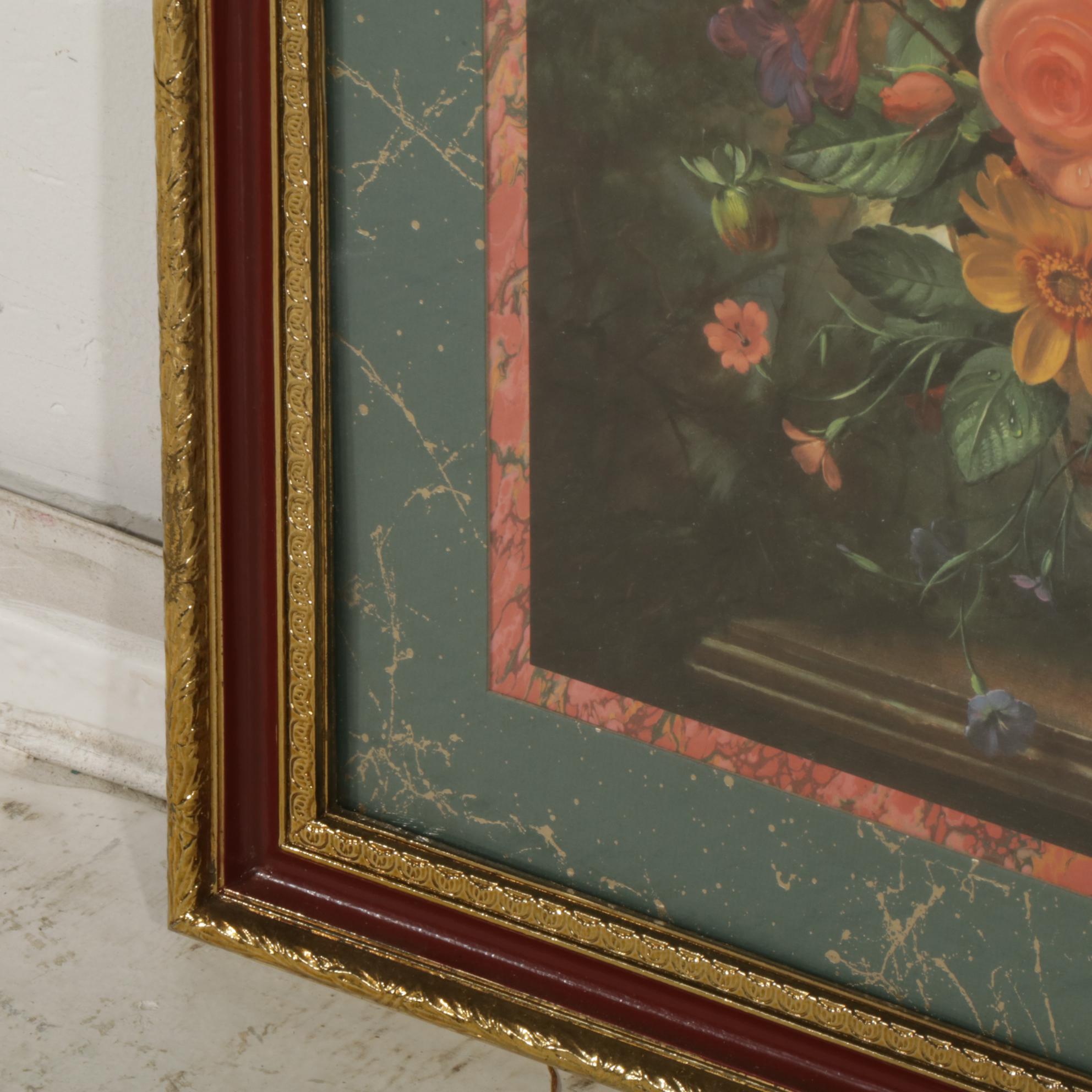 Offset Lithograph Floral Still Life After Albert Williams, Late 20th Century