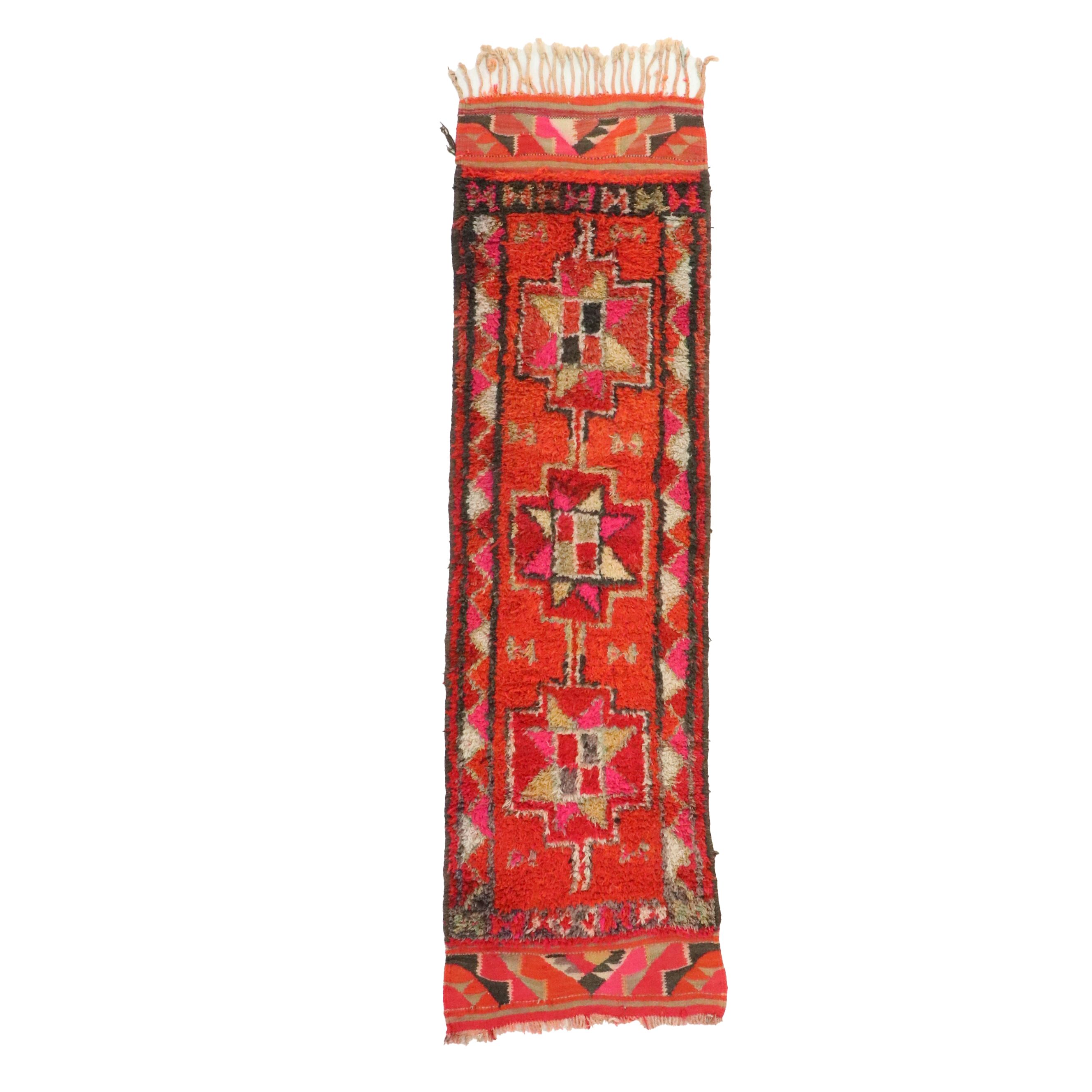 2'9 x 10'6 Hand-Knotted Moroccan Berber Carpet Runner Long Rug