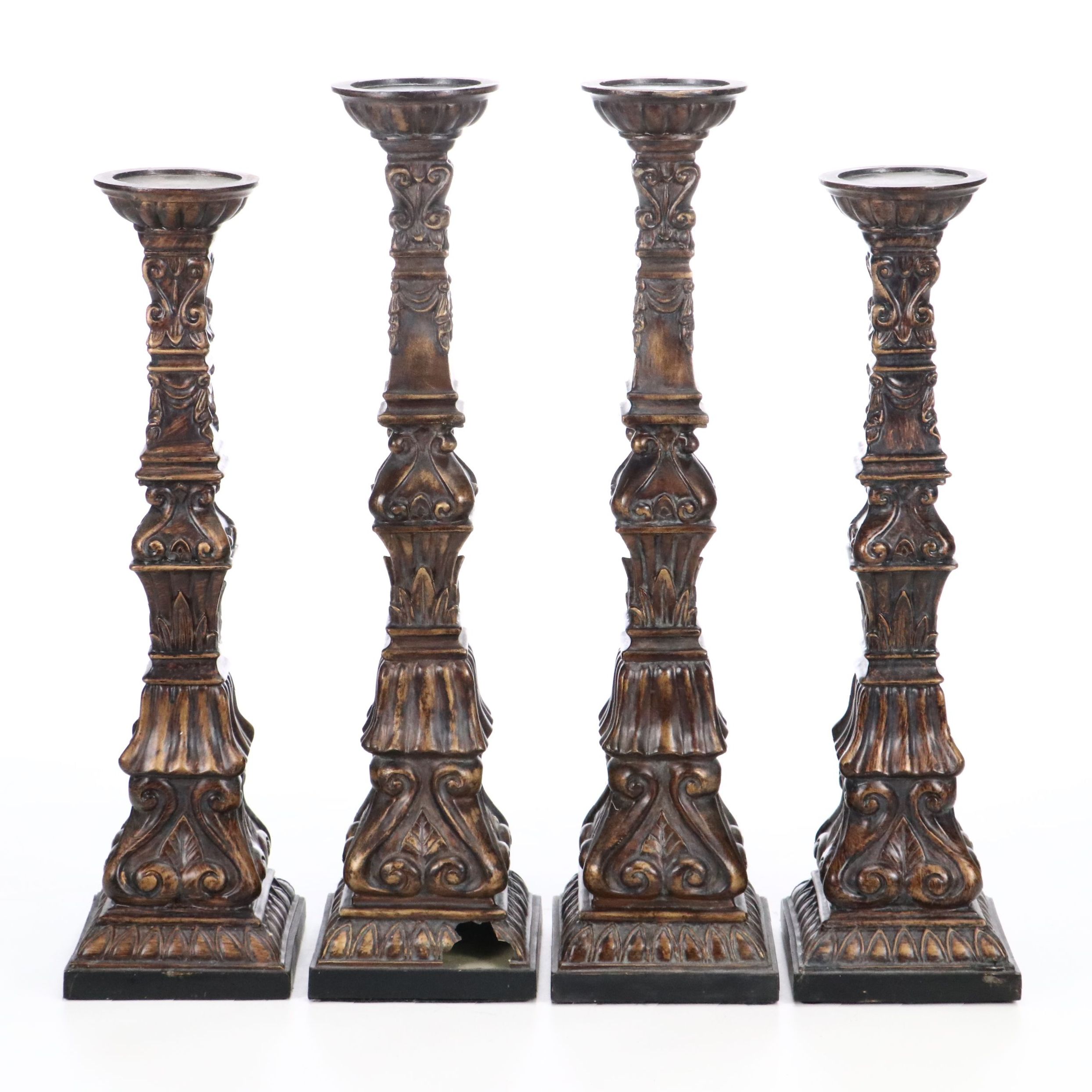 Rococo Style Pillar Candle Holders