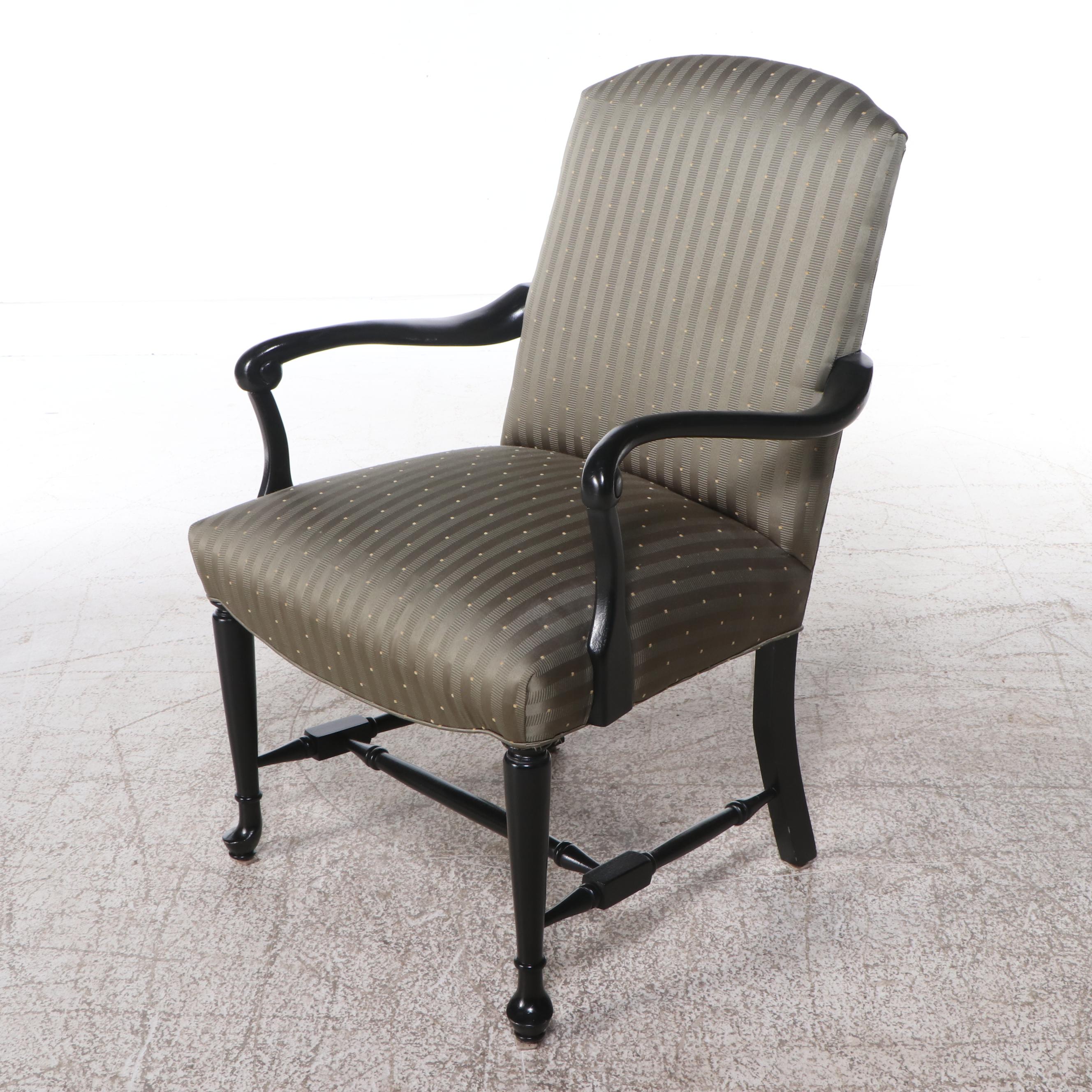 Pair of Fairfield Ebonized Wood Armchairs