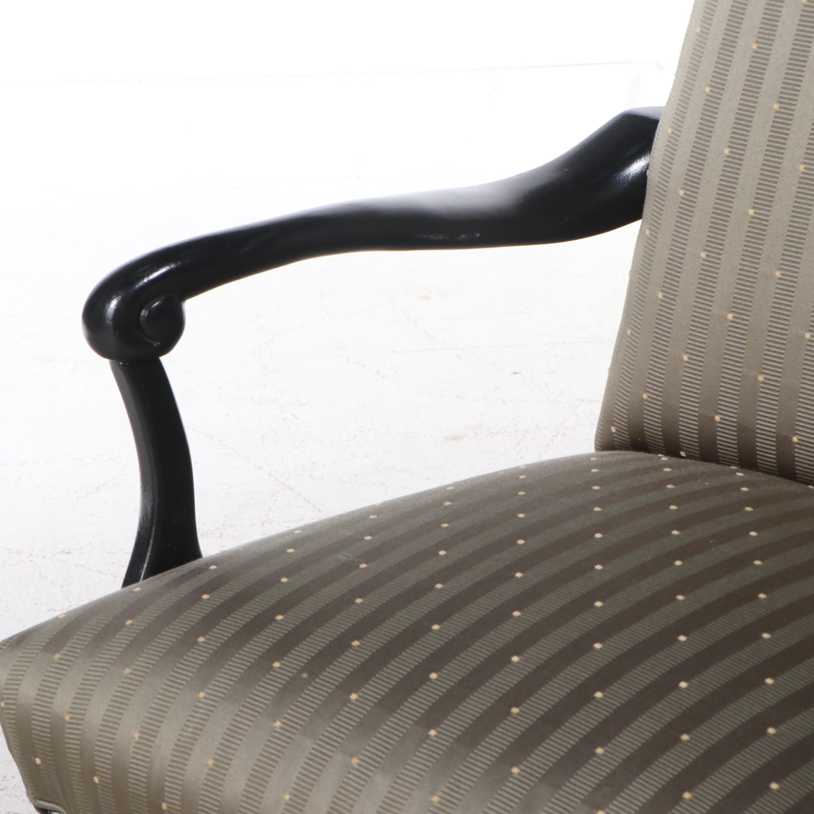 Pair of Fairfield Ebonized Wood Armchairs