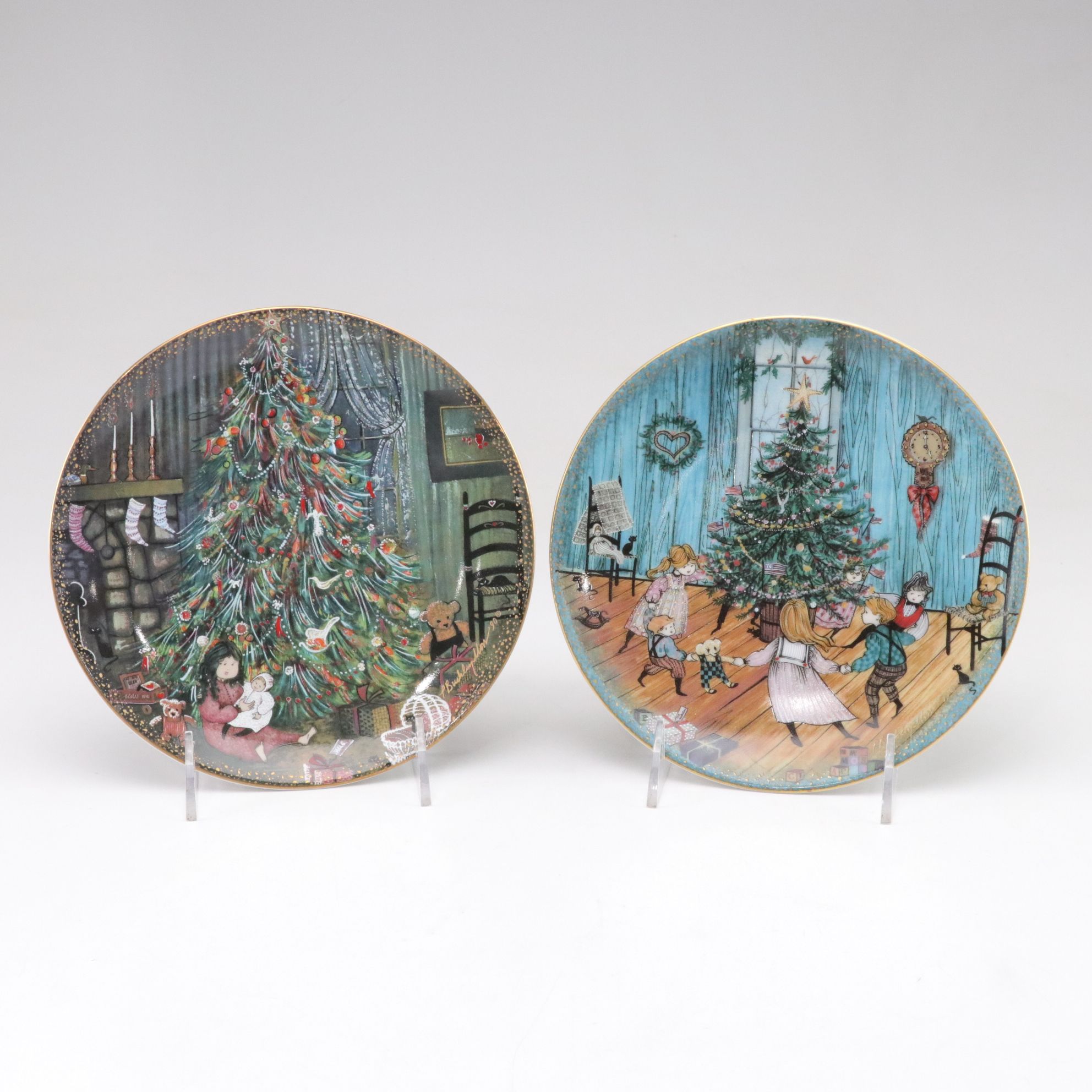 P. Buckley Moss "Christmas Eve" and "Christmas Joy" Collector Plates