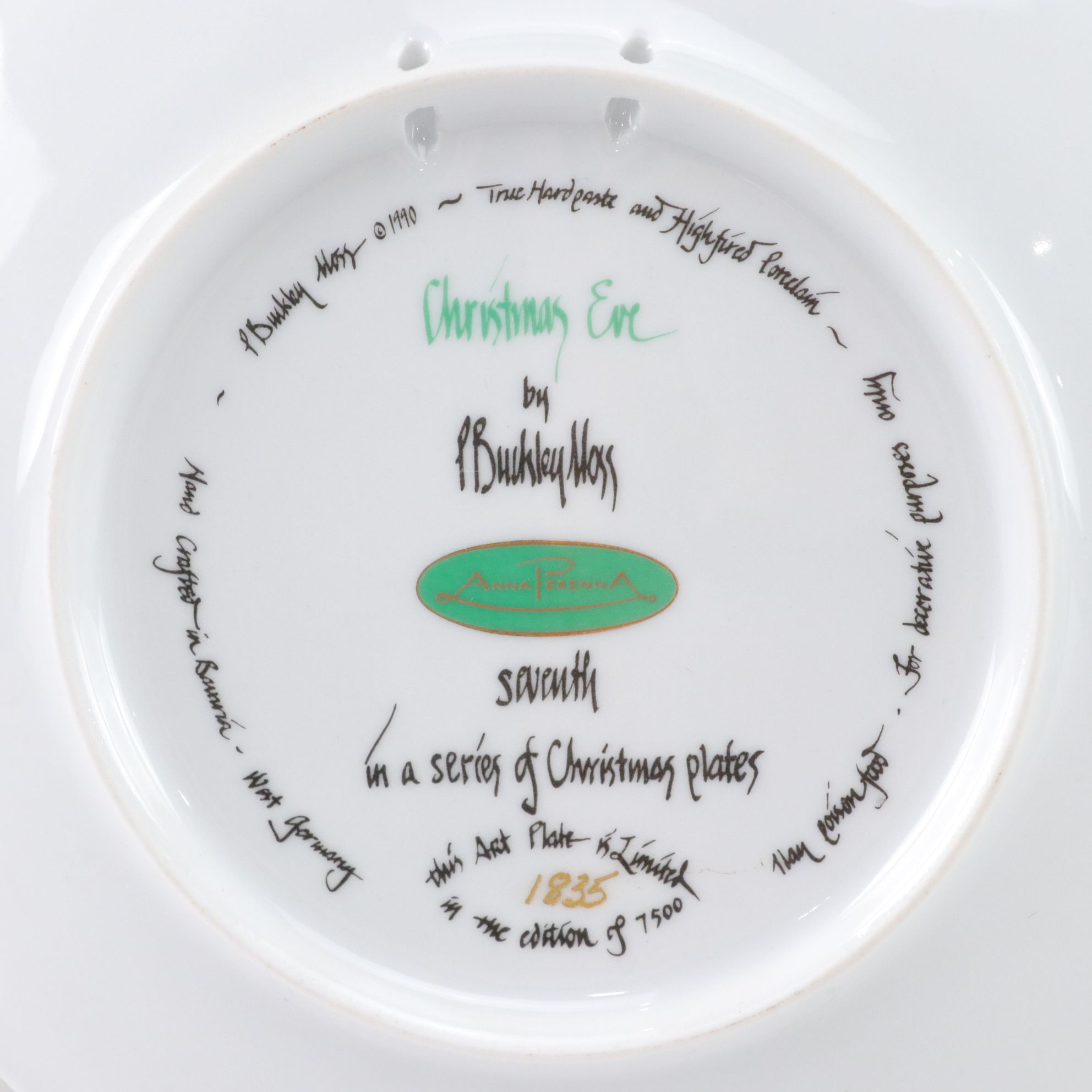 P. Buckley Moss "Christmas Eve" and "Christmas Joy" Collector Plates