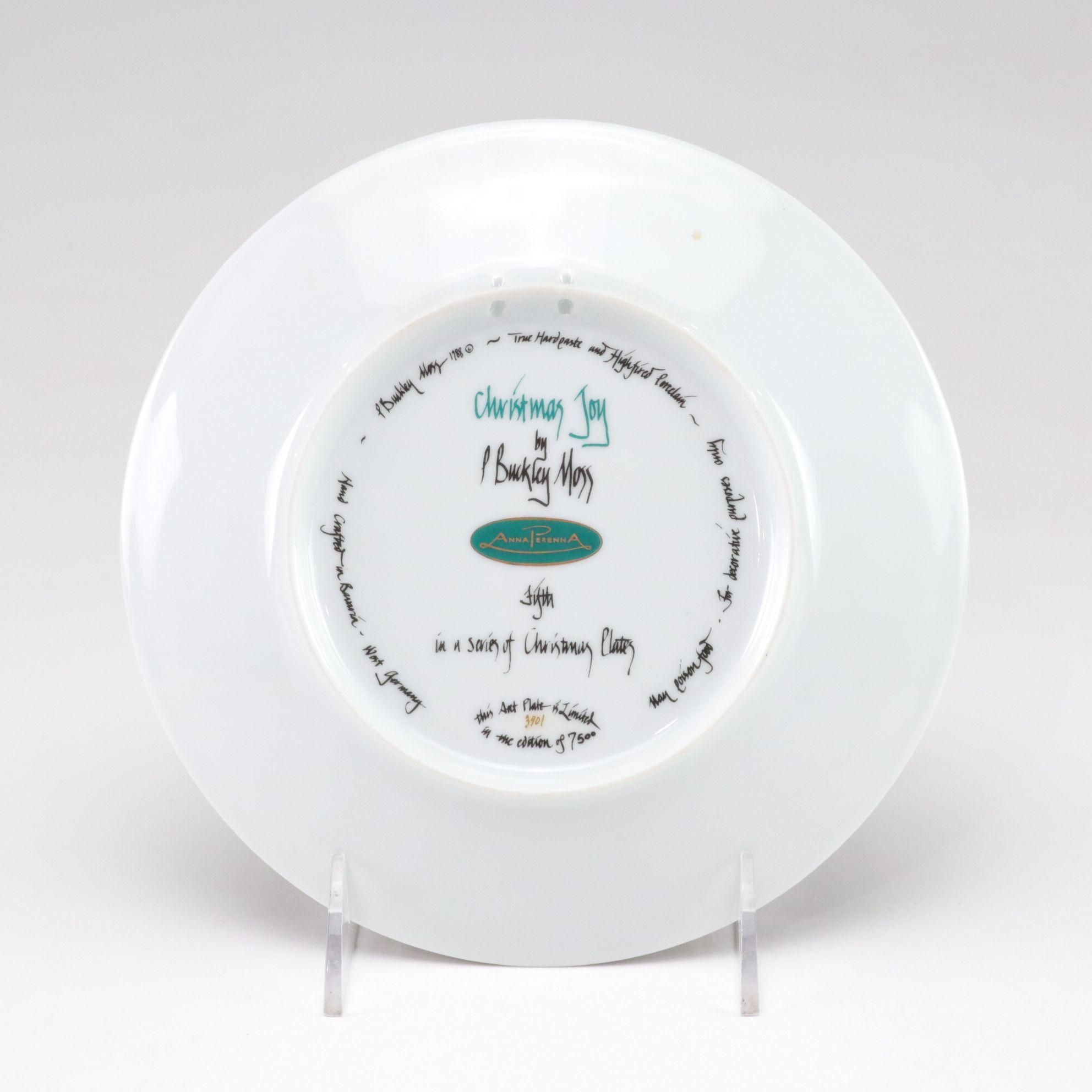 P. Buckley Moss "Christmas Eve" and "Christmas Joy" Collector Plates