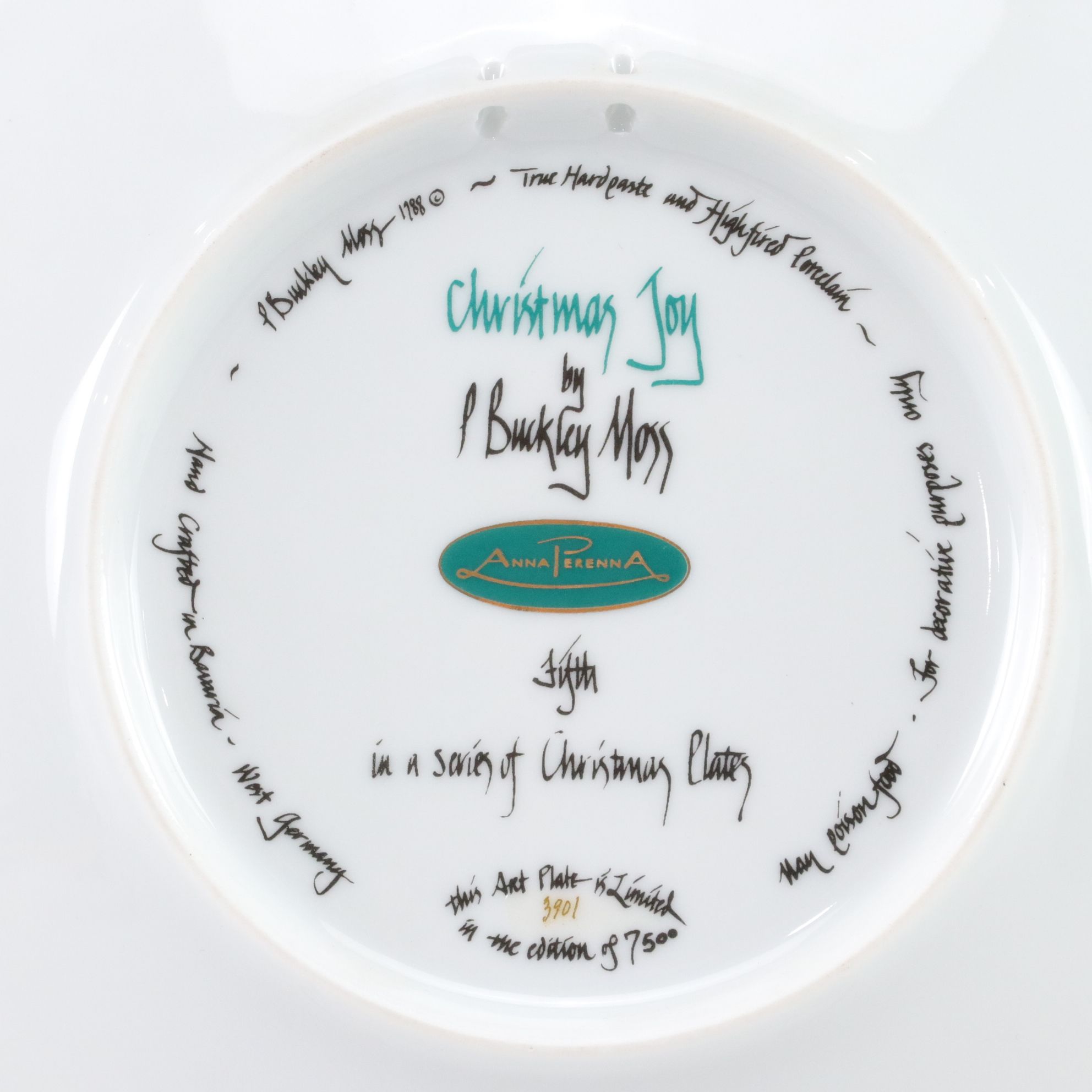 P. Buckley Moss "Christmas Eve" and "Christmas Joy" Collector Plates