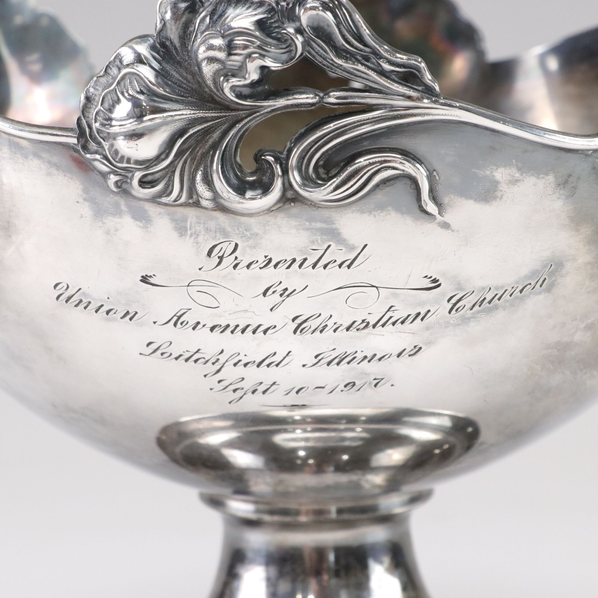 Derby Art Nouveau Silver Plate Footed Presentation Bowl