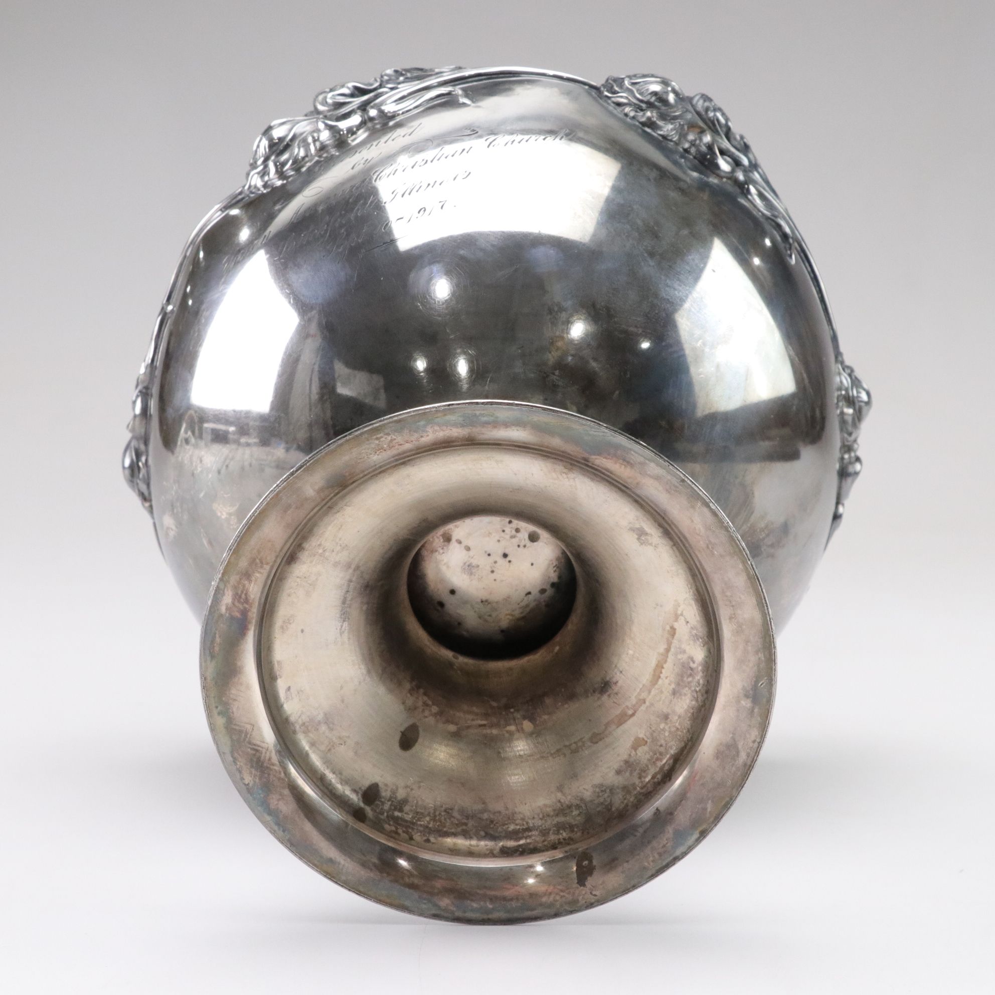 Derby Art Nouveau Silver Plate Footed Presentation Bowl