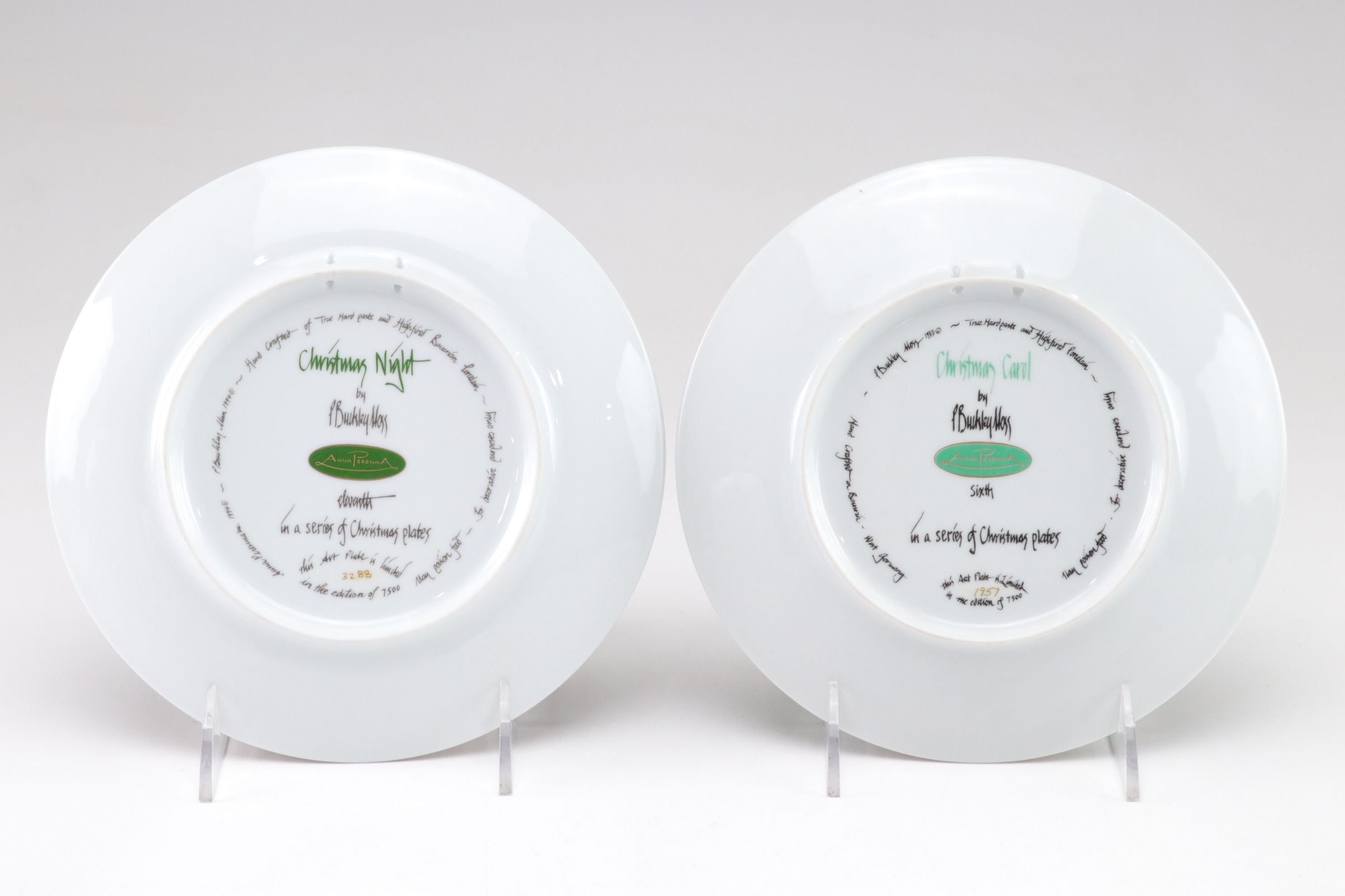 P. Buckley Moss "Christmas Night" and "Snowman" in Set of Collector Plates