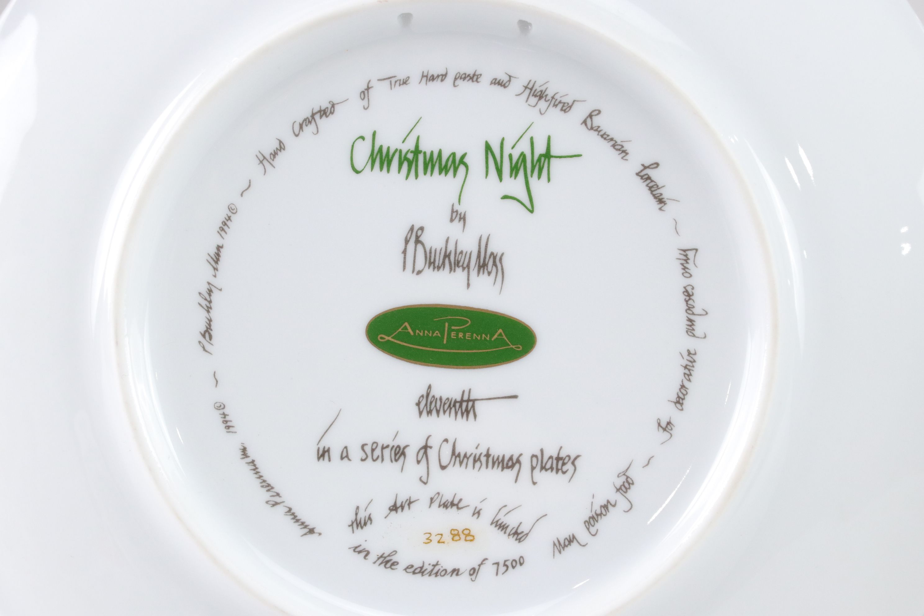 P. Buckley Moss "Christmas Night" and "Snowman" in Set of Collector Plates