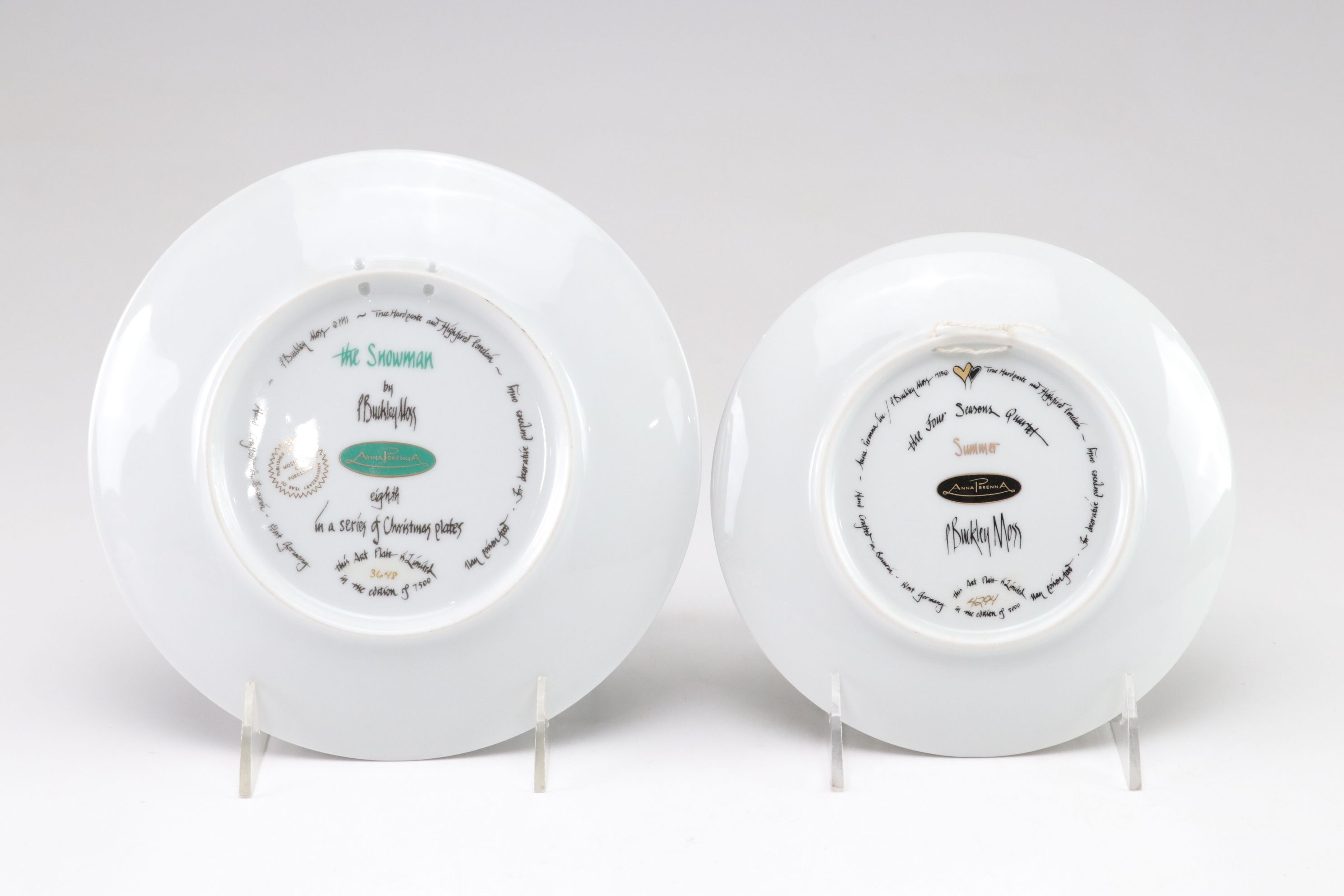 P. Buckley Moss "Christmas Night" and "Snowman" in Set of Collector Plates