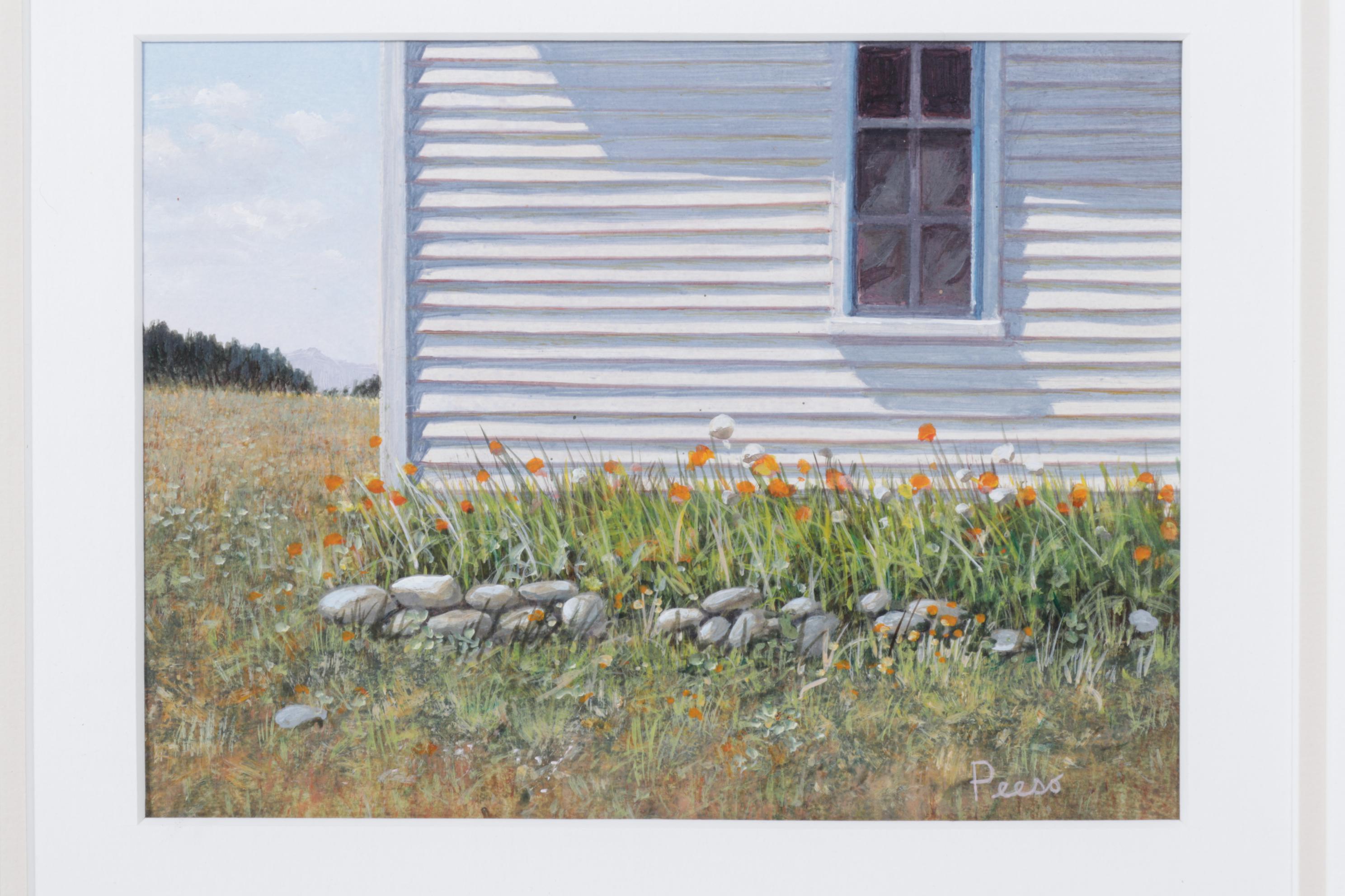 Bruce J. Peeso Acrylic Painting of a Rural Home Facade