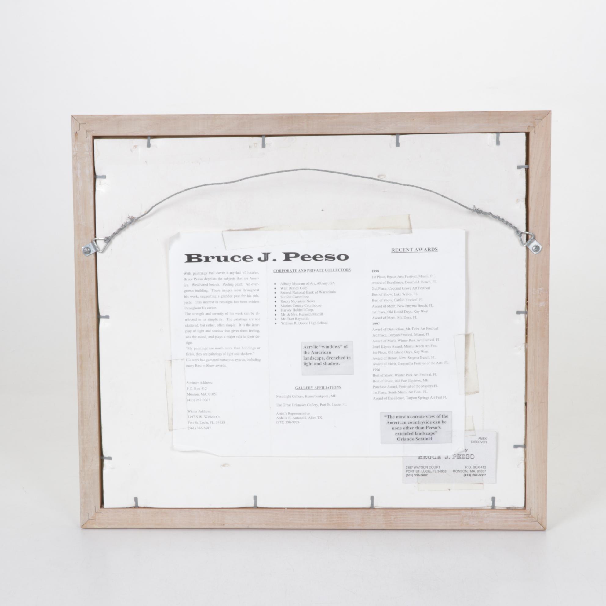 Bruce J. Peeso Acrylic Painting of a Rural Home Facade