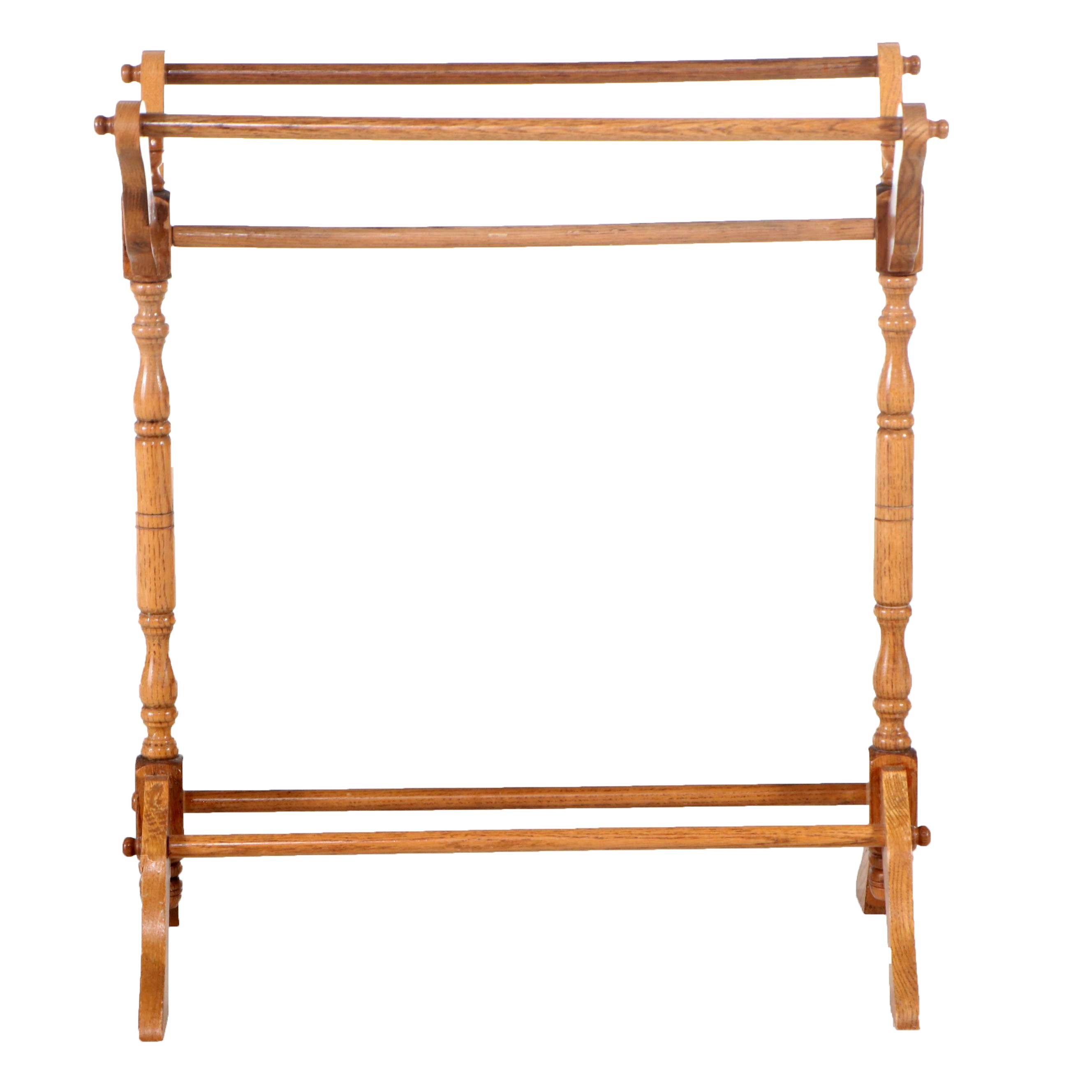 American Colonial Style Oak Quilt Rack, 20th Century