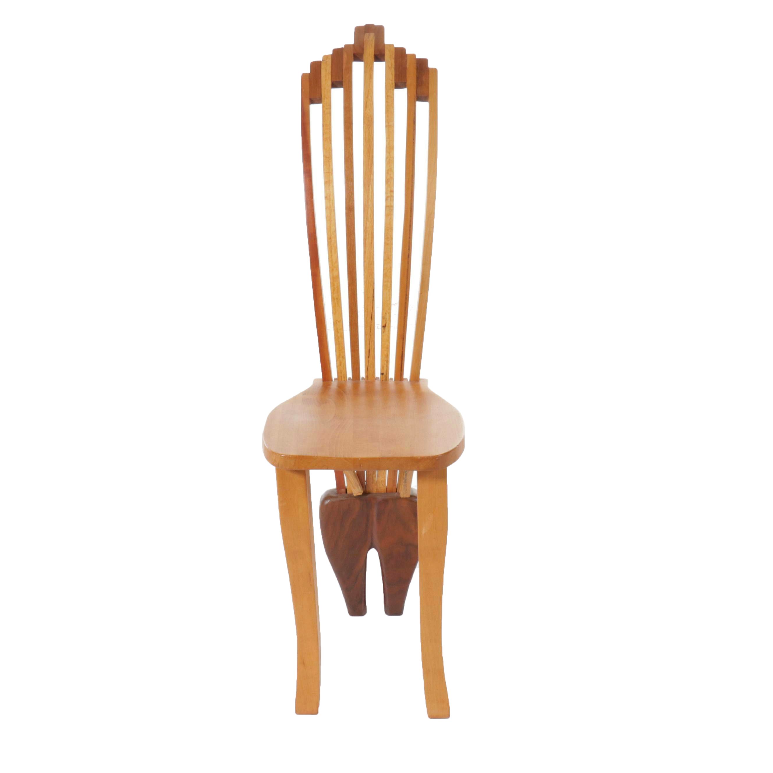 Bench-Made Bent Wood and Walnut Novelty Side Chair