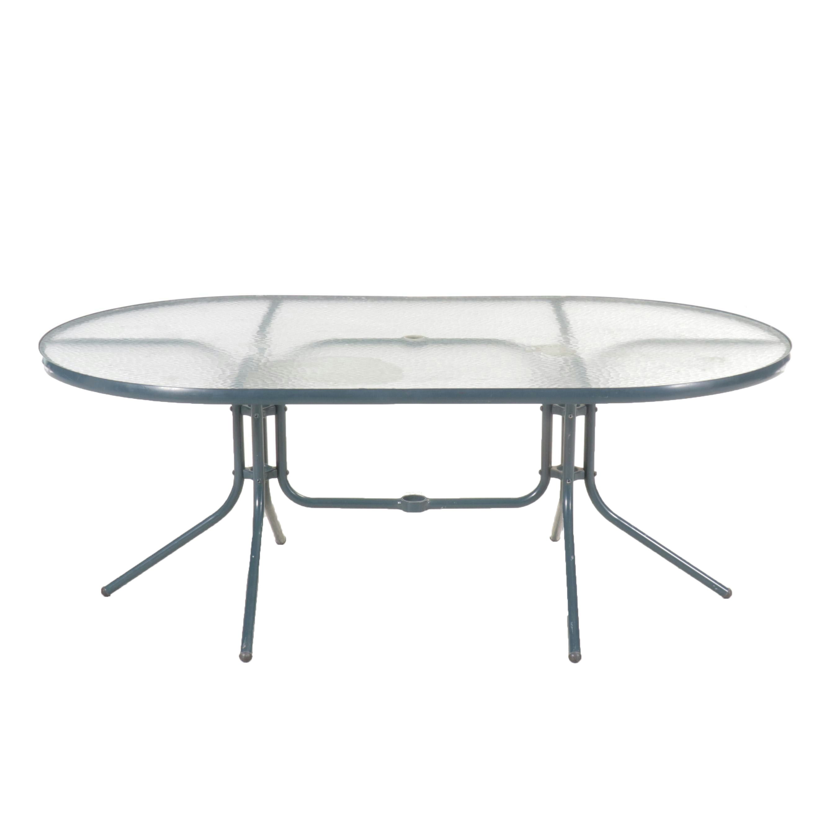 Aluminum Patio Dining Table with Tempered Glass Top