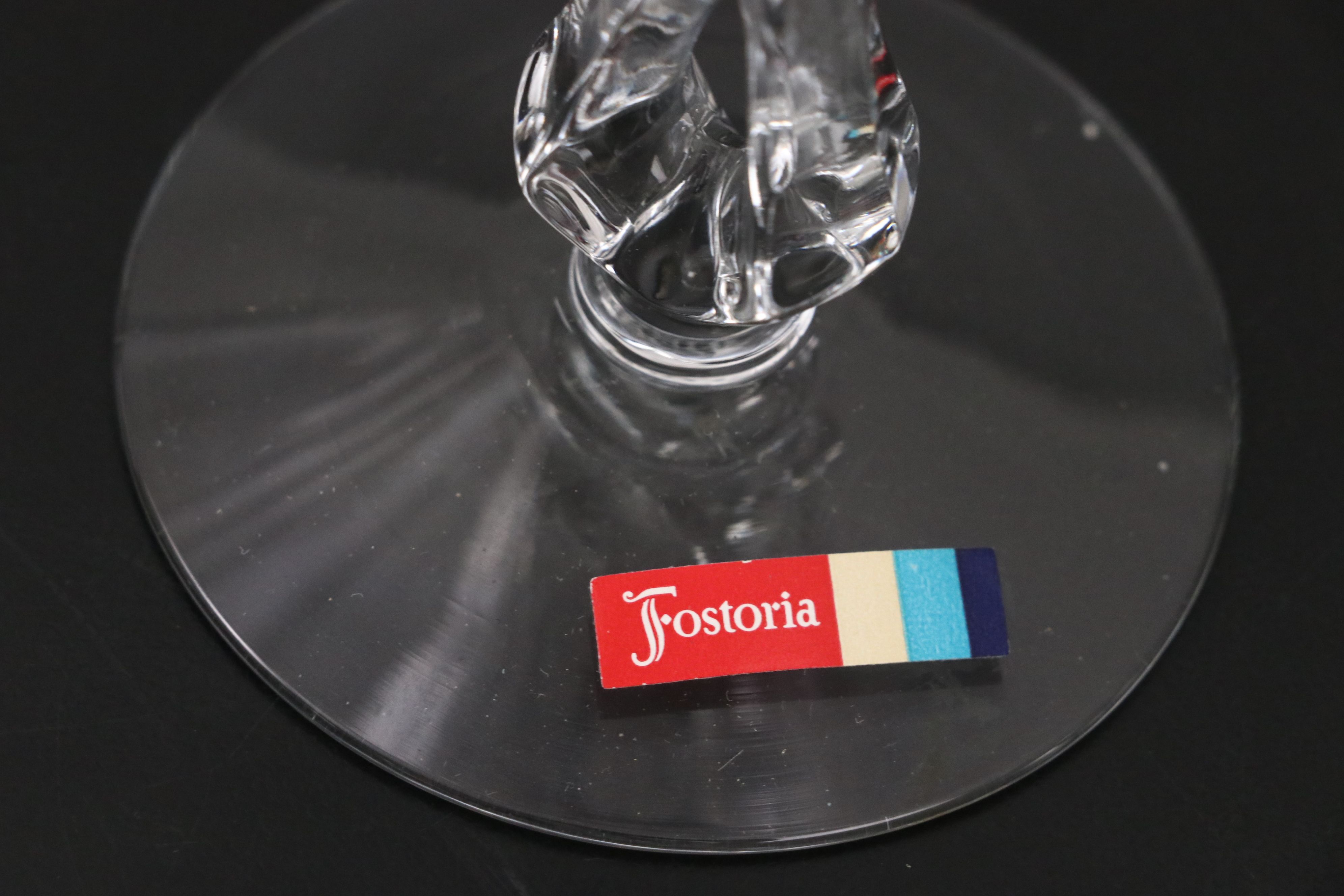 Fostoria "Swirl" Champagne Coupes, Wine Glasses and Water Goblets, Mid-20th C.