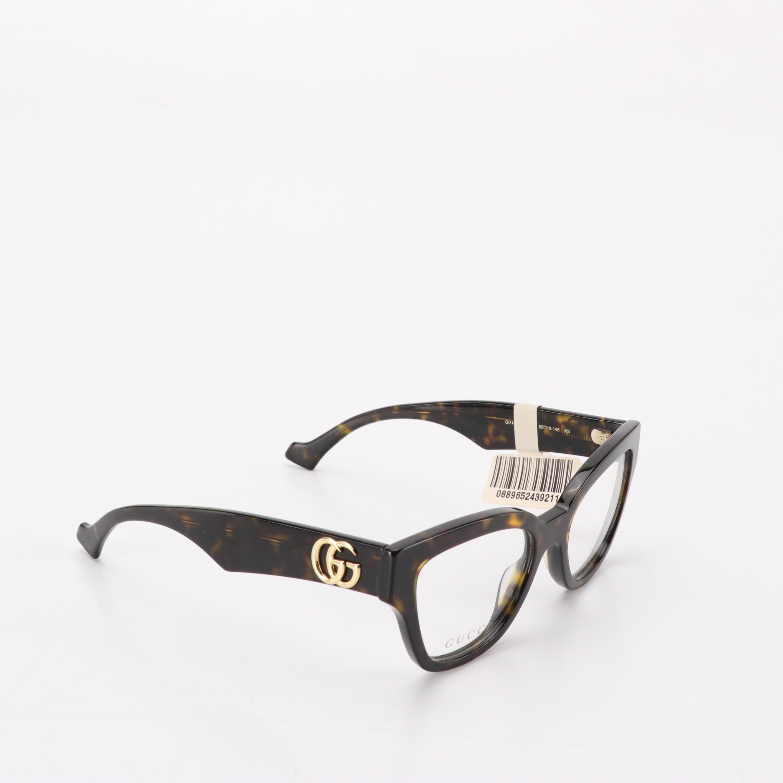 Gucci GG14240 002 Havana Square Eyeglasses in Case, With Tag