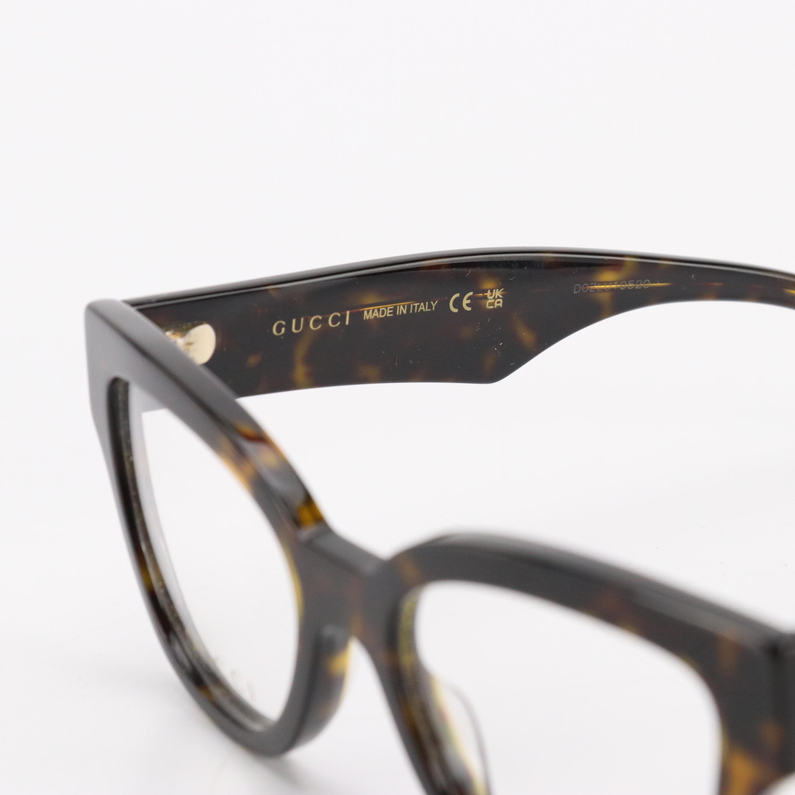 Gucci GG14240 002 Havana Square Eyeglasses in Case, With Tag