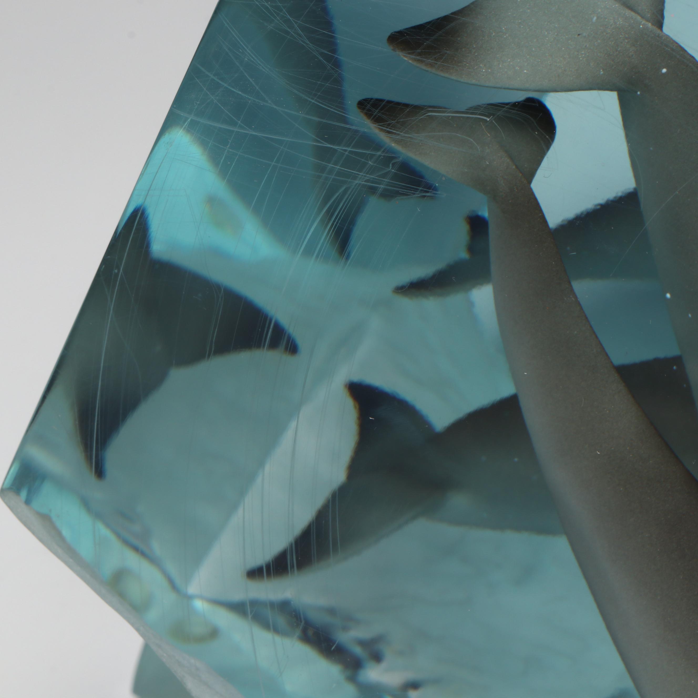 Robert Wyland "Big Wave" Lucite Sculpture of Dolphin Pod