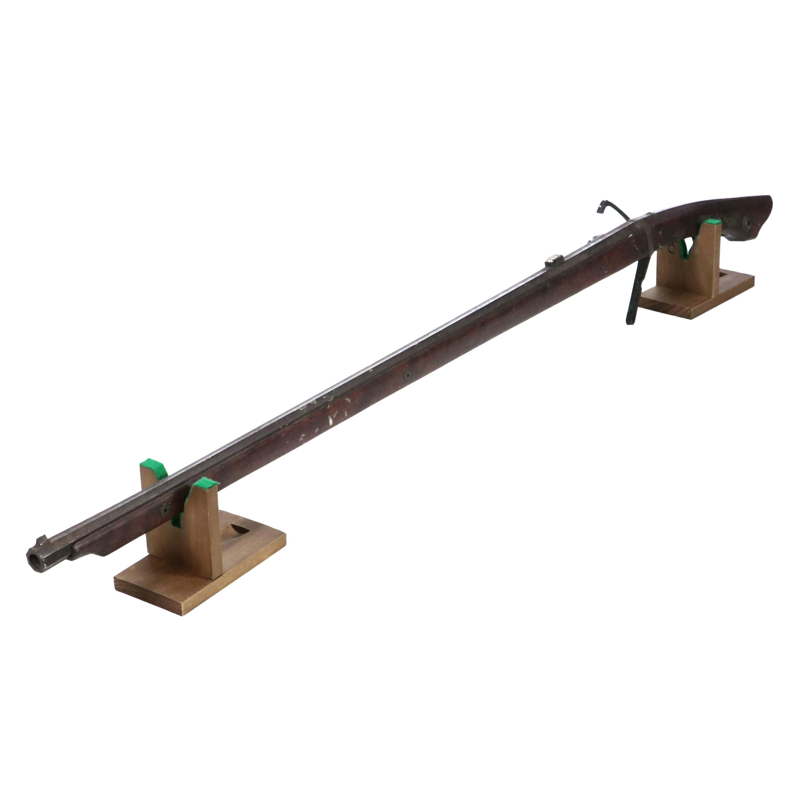 Antique Japanese Matchlock Musket with Brass Chrysanthemums