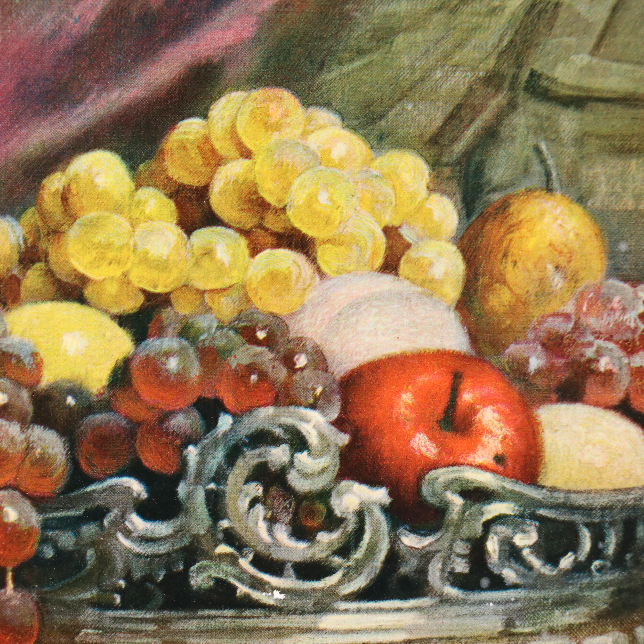 Offset Lithograph After John Friedlinger Still Life with Fruit and Silver